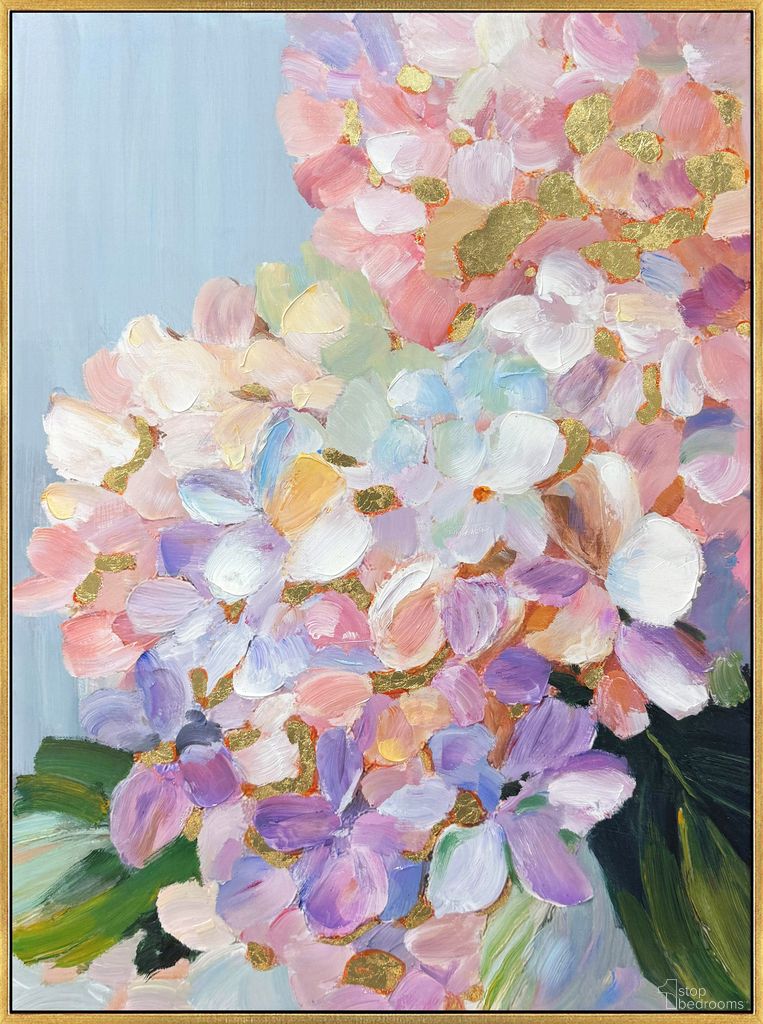 Enchanting Petal Reverie II - 40" x 30" - Hand-Embellished Canvas In Pink and Lavender