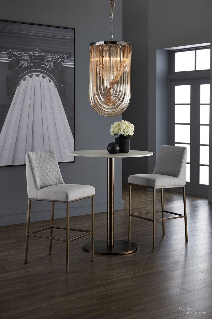 Enco Round Bar Table Set In Antique Gold and White