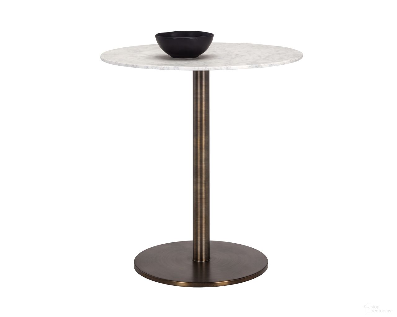 Enco Round Counter Table In Antique Gold and White