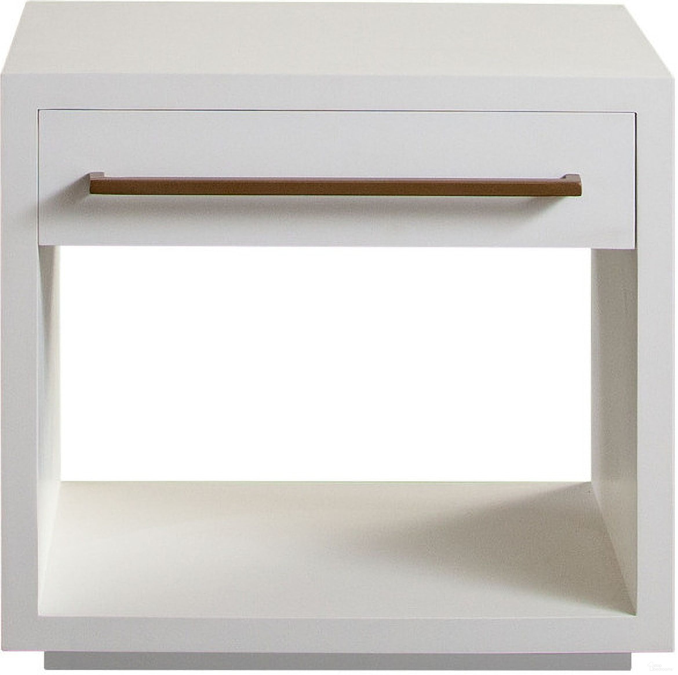 Encore Solid Mango Wood 1-Drawer End Table In White Finish With Gold Metal Handle