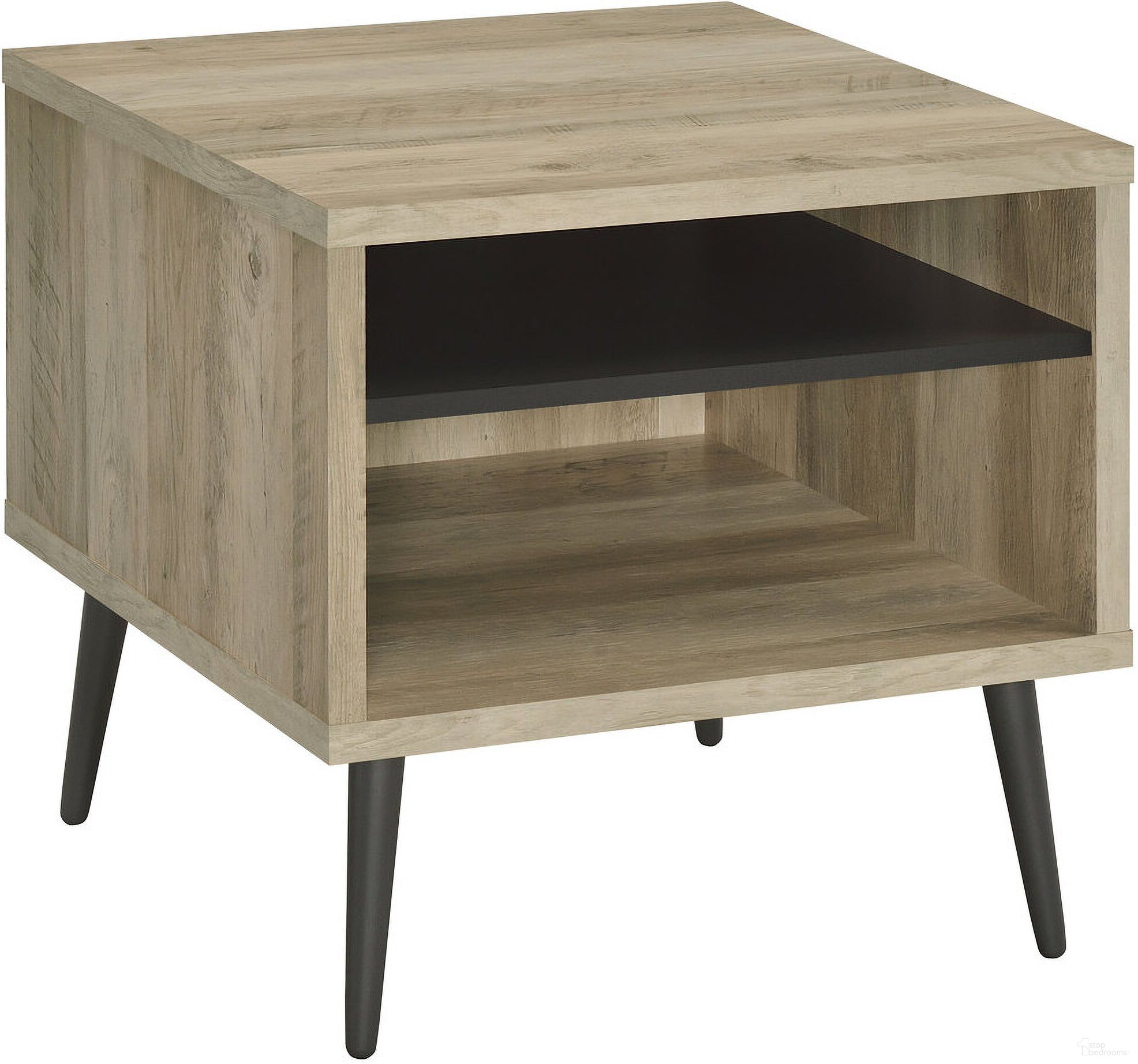 The appearance of Welsh Square Engineered Wood End Table With Shelf Antique Pine and Grey designed by Coaster in the transitional interior design. This antique pine piece of furniture  was selected by 1StopBedrooms from Welsh Collection to add a touch of cosiness and style into your home. Sku: 701037. Material: Wood.