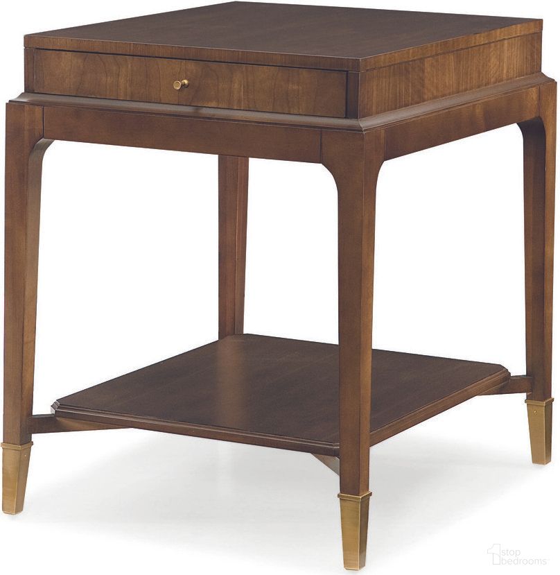 The appearance of End Table In Bridgeton designed by Century Furniture in the transitional interior design. This bridgeton piece of furniture  was selected by 1StopBedrooms from Bridgeton Collection to add a touch of cosiness and style into your home. Sku: 49H-621. Material: Walnut Veneer.