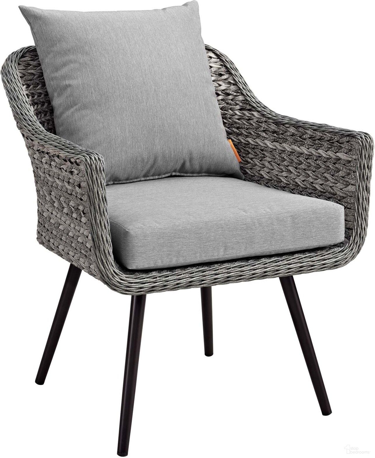 The appearance of Endeavor Gray Outdoor Patio Wicker Rattan Arm Chair designed by Modway in the modern / contemporary interior design. This gray piece of furniture was selected by 1StopBedrooms from Endeavor Collection to add a touch of cosiness and style into your home. Sku: EEI-3023-GRY-GRY. Material: Aluminum.