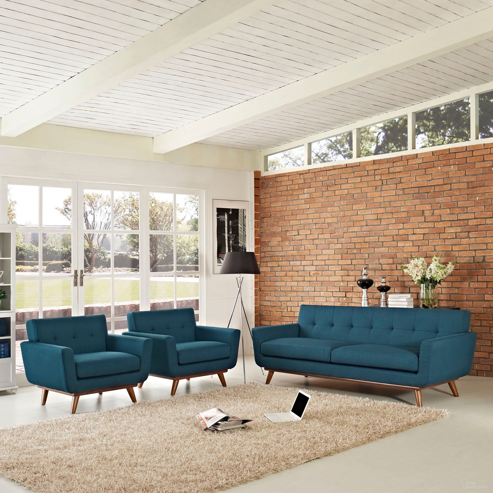 Engage Azure Arm Chairs and Sofa Set of 3
