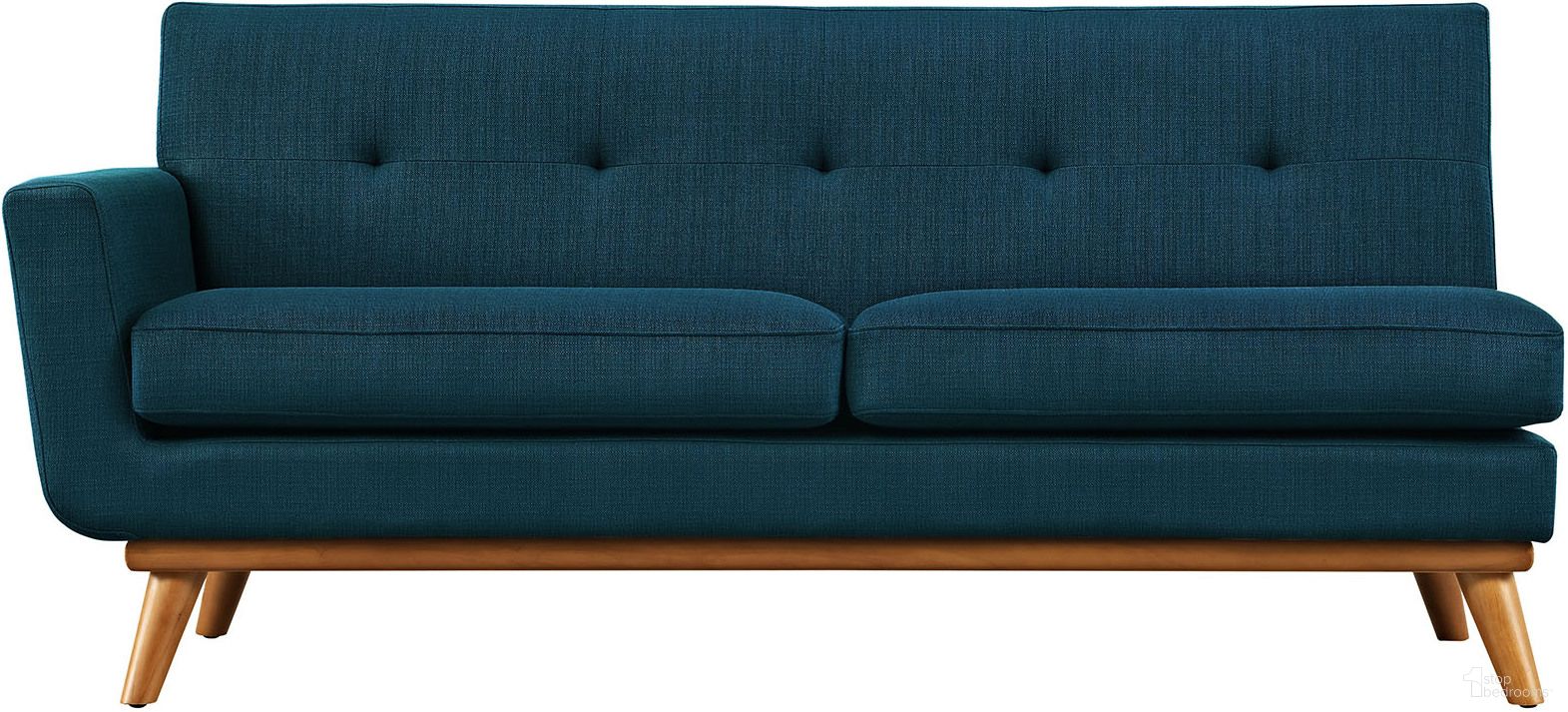 The appearance of Engage Azure Left-Arm Loveseat designed by Modway in the modern / contemporary interior design. This azure piece of furniture  was selected by 1StopBedrooms from Engage Collection to add a touch of cosiness and style into your home. Sku: EEI-1795-AZU. Material: Rubberwood.
