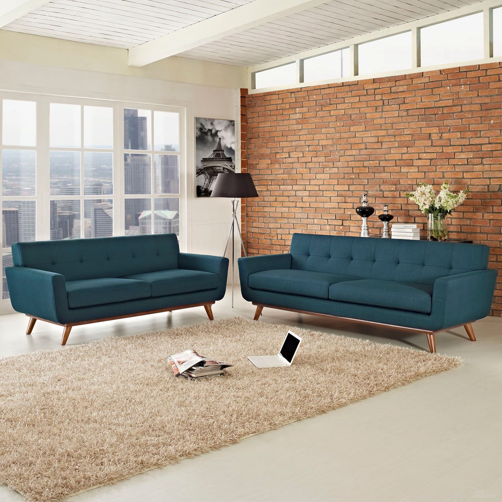 The appearance of Engage Azure Loveseat and Sofa Set of 2 designed by Modway in the modern / contemporary interior design. This azure piece of furniture  was selected by 1StopBedrooms from Engage Collection to add a touch of cosiness and style into your home. Sku: EEI-1179-AZU-Y;EEI-1180-AZU-Y. Material: Polyester.