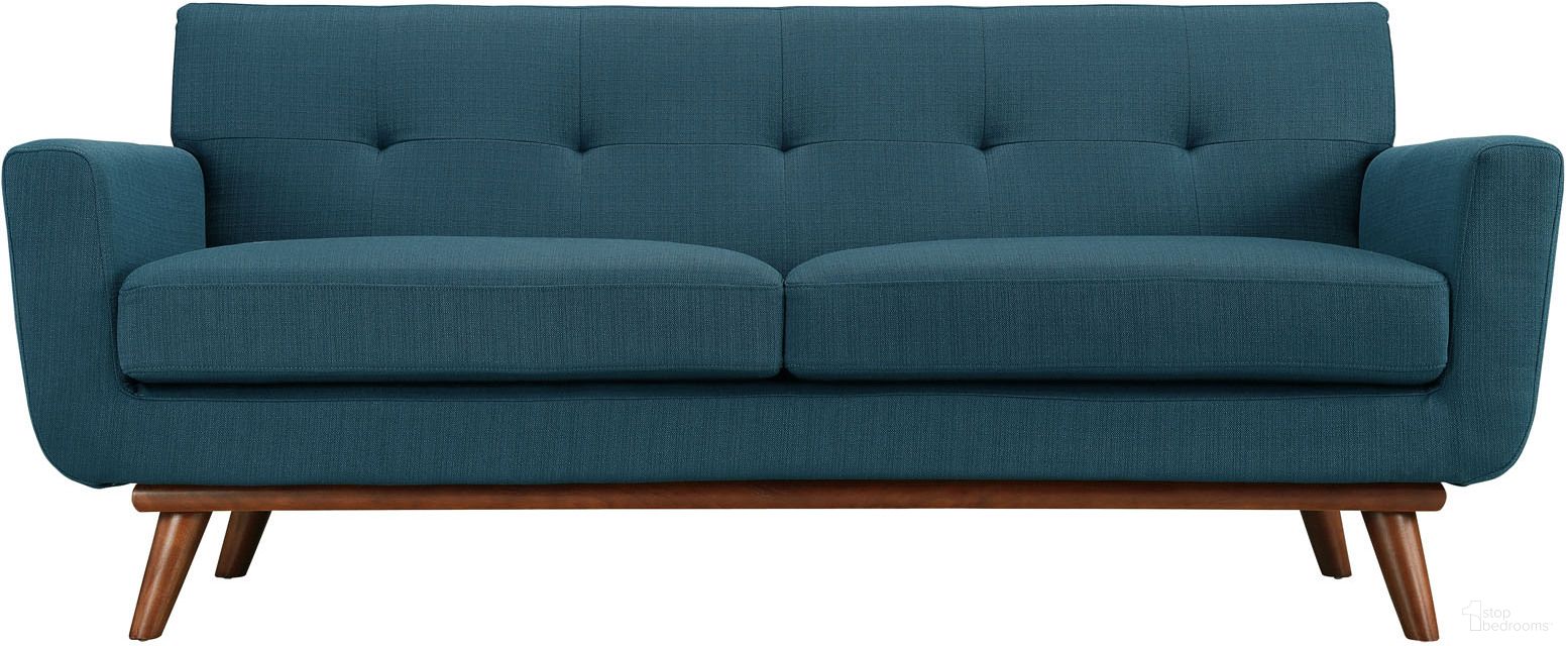 The appearance of Engage Azure Upholstered Fabric Loveseat designed by Modway in the modern / contemporary interior design. This azure piece of furniture was selected by 1StopBedrooms from Engage Collection to add a touch of cosiness and style into your home. Sku: EEI-1179-AZU. Material: Polyester.