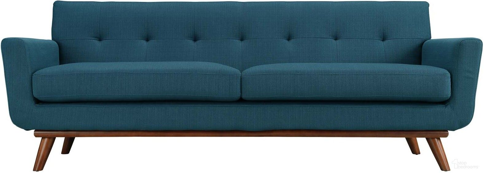 The appearance of Engage Azure Upholstered Fabric Sofa designed by Modway in the modern / contemporary interior design. This azure piece of furniture was selected by 1StopBedrooms from Engage Collection to add a touch of cosiness and style into your home. Sku: EEI-1180-AZU. Material: Polyester.