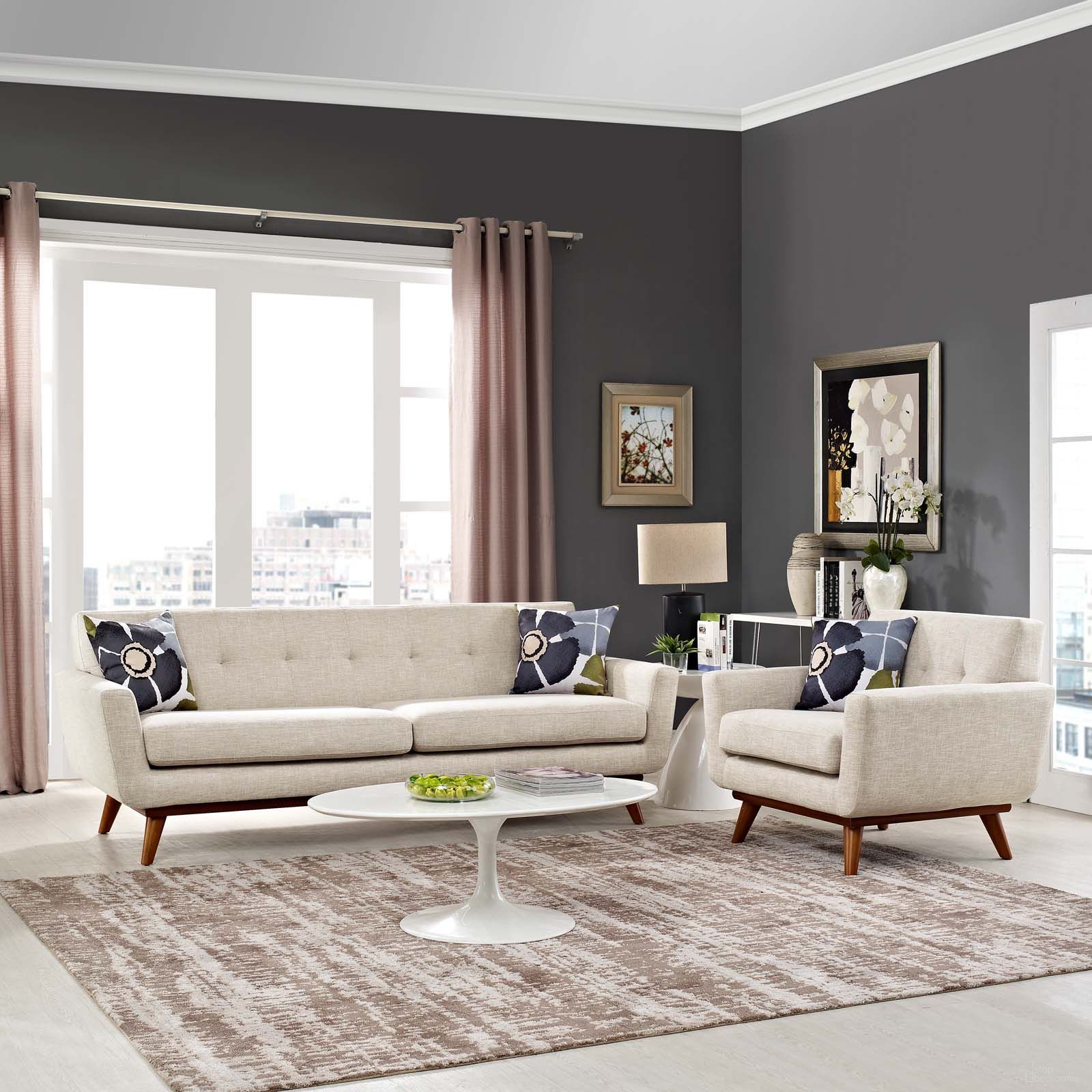 The appearance of Engage Beige Arm Chair and Sofa Set of 2 EEI-1344-BEI designed by Modway in the modern / contemporary interior design. This beige piece of furniture  was selected by 1StopBedrooms from Engage Collection to add a touch of cosiness and style into your home. Sku: EEI-1178-BEI-Y;EEI-1180-BEI-Y. Material: Fabric.