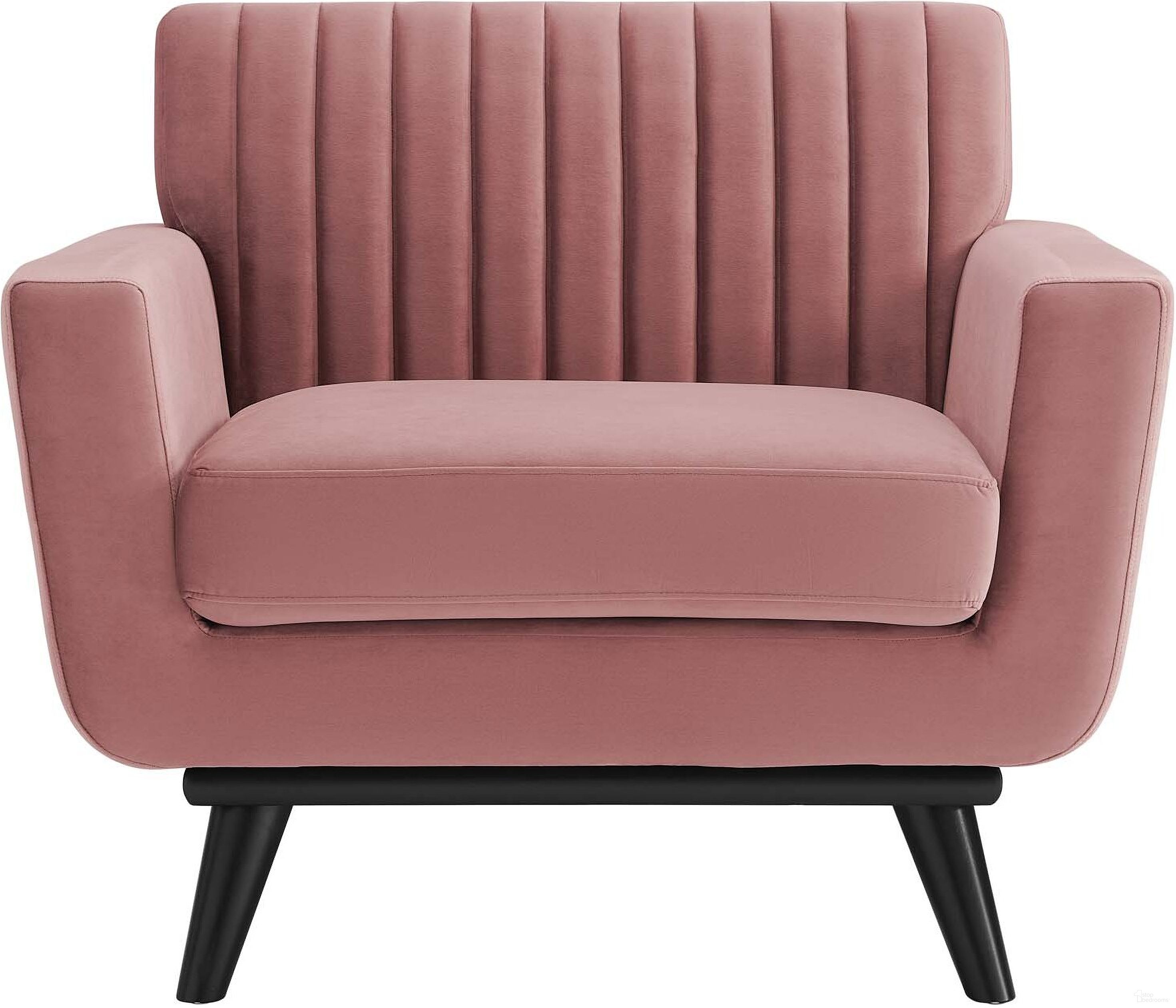 The appearance of Engage Channel Tufted Performance Velvet Arm Chair In Dusty Rose designed by Modway in the modern / contemporary interior design. This dusty rose piece of furniture was selected by 1StopBedrooms from Engage Collection to add a touch of cosiness and style into your home. Sku: EEI-5457-DUS. Material: Rubberwood.