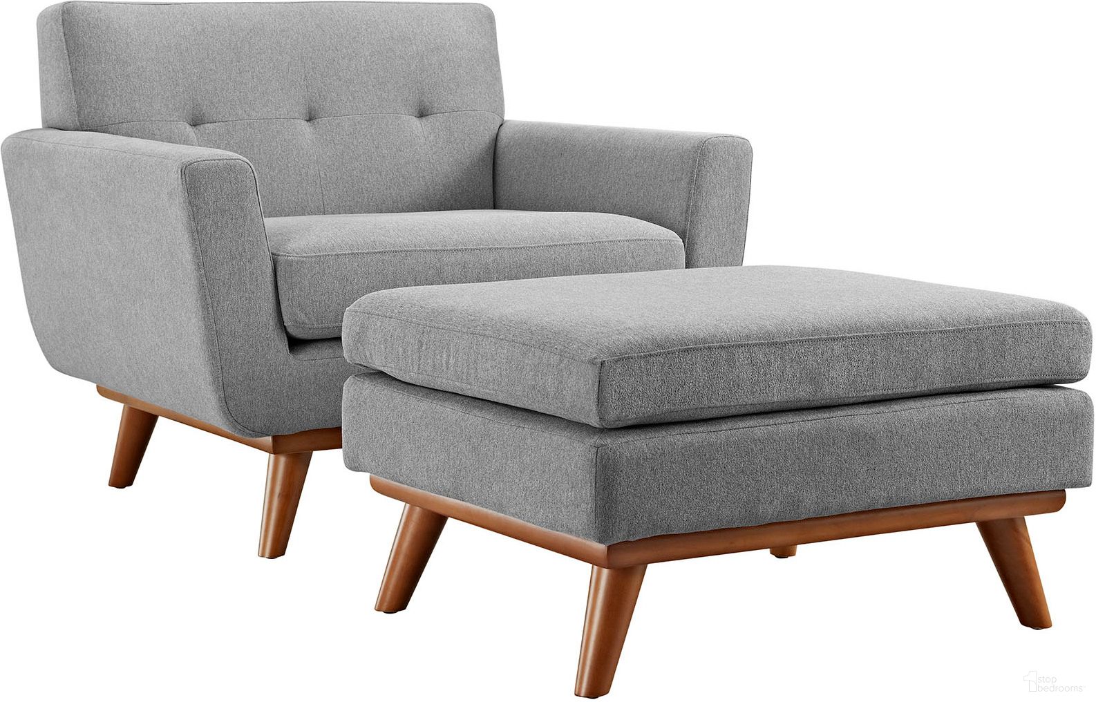 The appearance of Engage Gray 2 Piece Arm Chair and Ottoman In Light Gray designed by Modway in the modern / contemporary interior design. This light gray piece of furniture was selected by 1StopBedrooms from Engage Collection to add a touch of cosiness and style into your home. Sku: EEI-1178-GRY-Y;EEI-1797-GRY-Y. Material: Rubberwood.