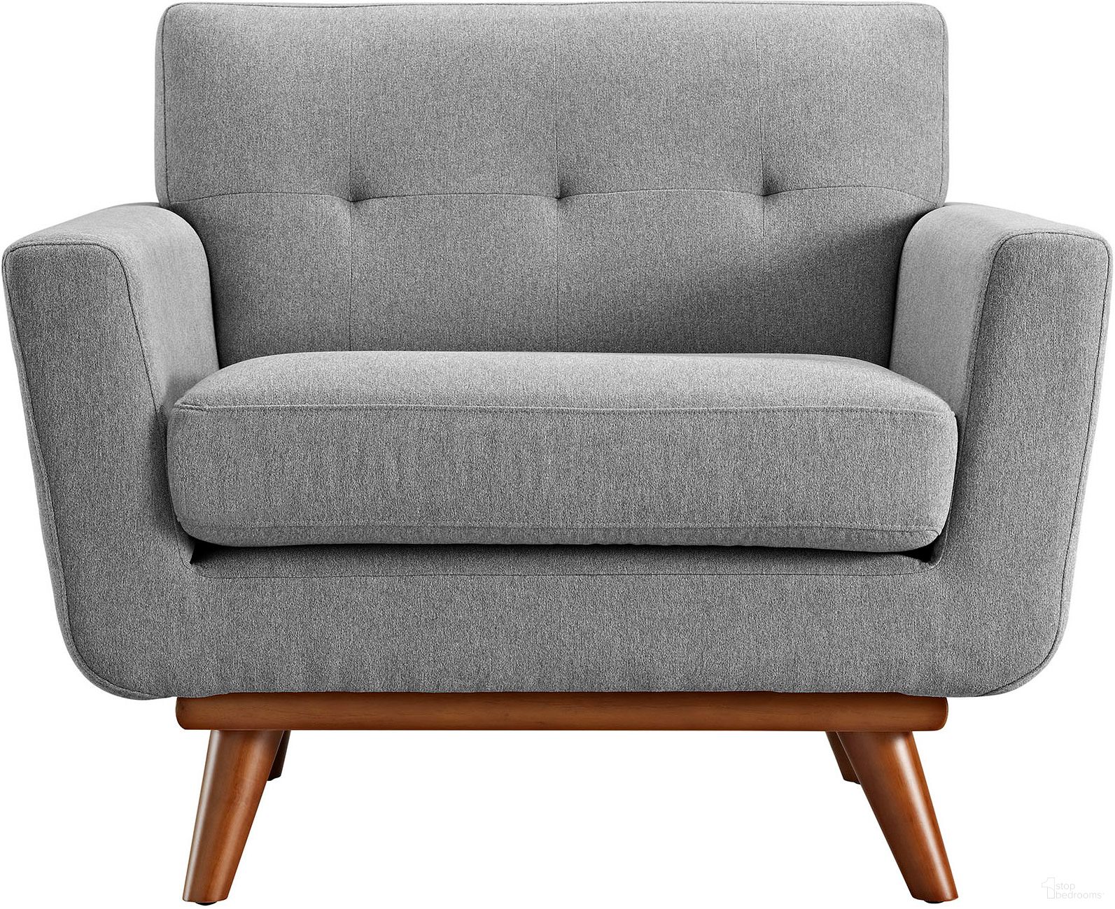 The appearance of Engage Gray Upholstered Fabric Arm Chair In Light Gray designed by Modway in the modern / contemporary interior design. This light gray piece of furniture was selected by 1StopBedrooms from Engage Collection to add a touch of cosiness and style into your home. Sku: EEI-1178-GRY. Material: Polyester.