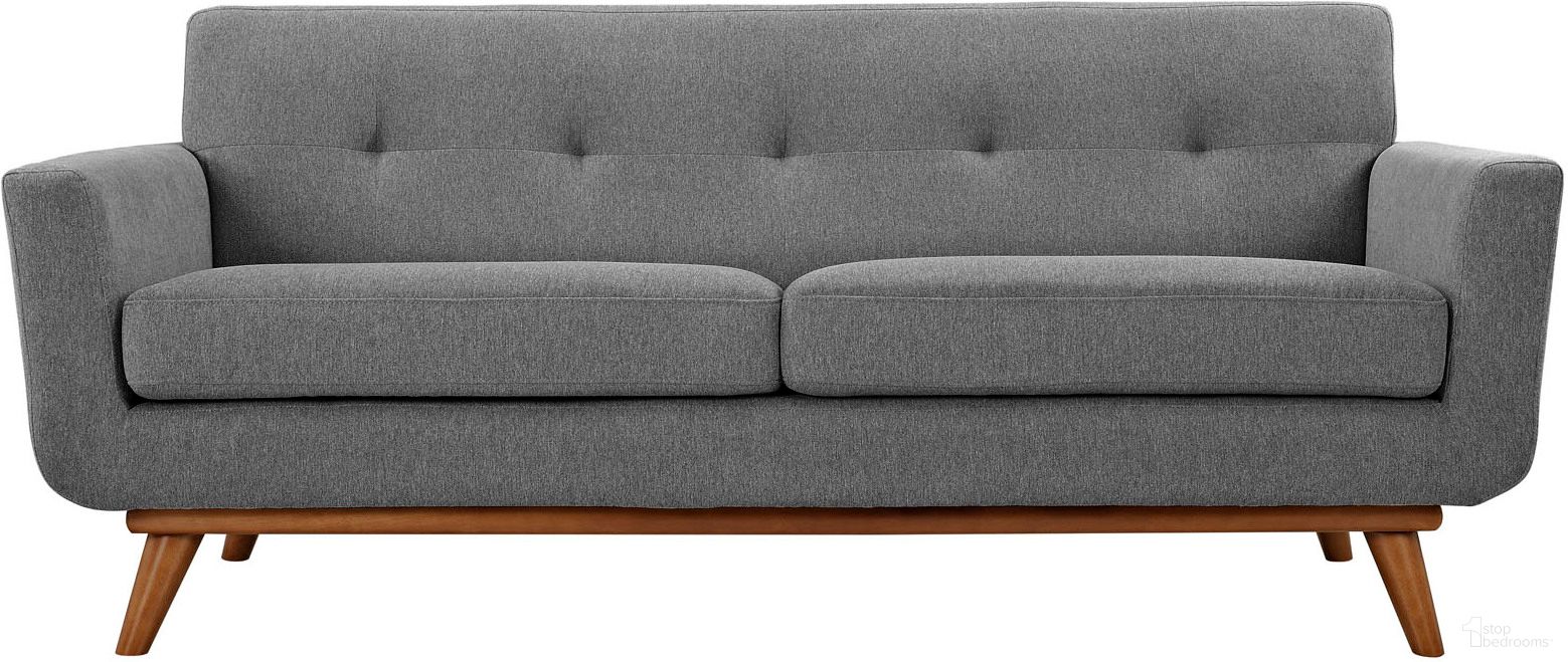 The appearance of Engage Gray Upholstered Fabric Loveseat In Light Gray designed by Modway in the modern / contemporary interior design. This light gray piece of furniture was selected by 1StopBedrooms from Engage Collection to add a touch of cosiness and style into your home. Sku: EEI-1179-GRY. Material: Polyester.