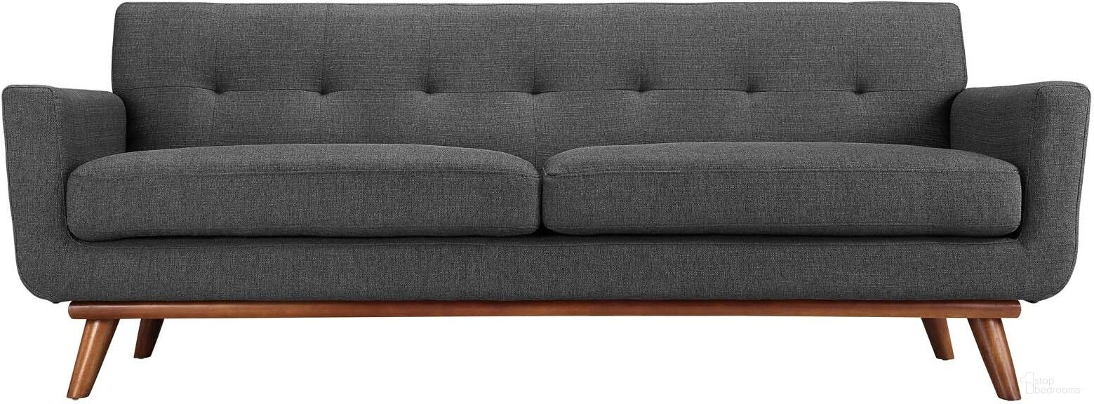 The appearance of Engage Gray Upholstered Fabric Sofa In Gray designed by Modway in the modern / contemporary interior design. This gray piece of furniture was selected by 1StopBedrooms from Engage Collection to add a touch of cosiness and style into your home. Sku: EEI-1180-DOR. Material: Polyester.