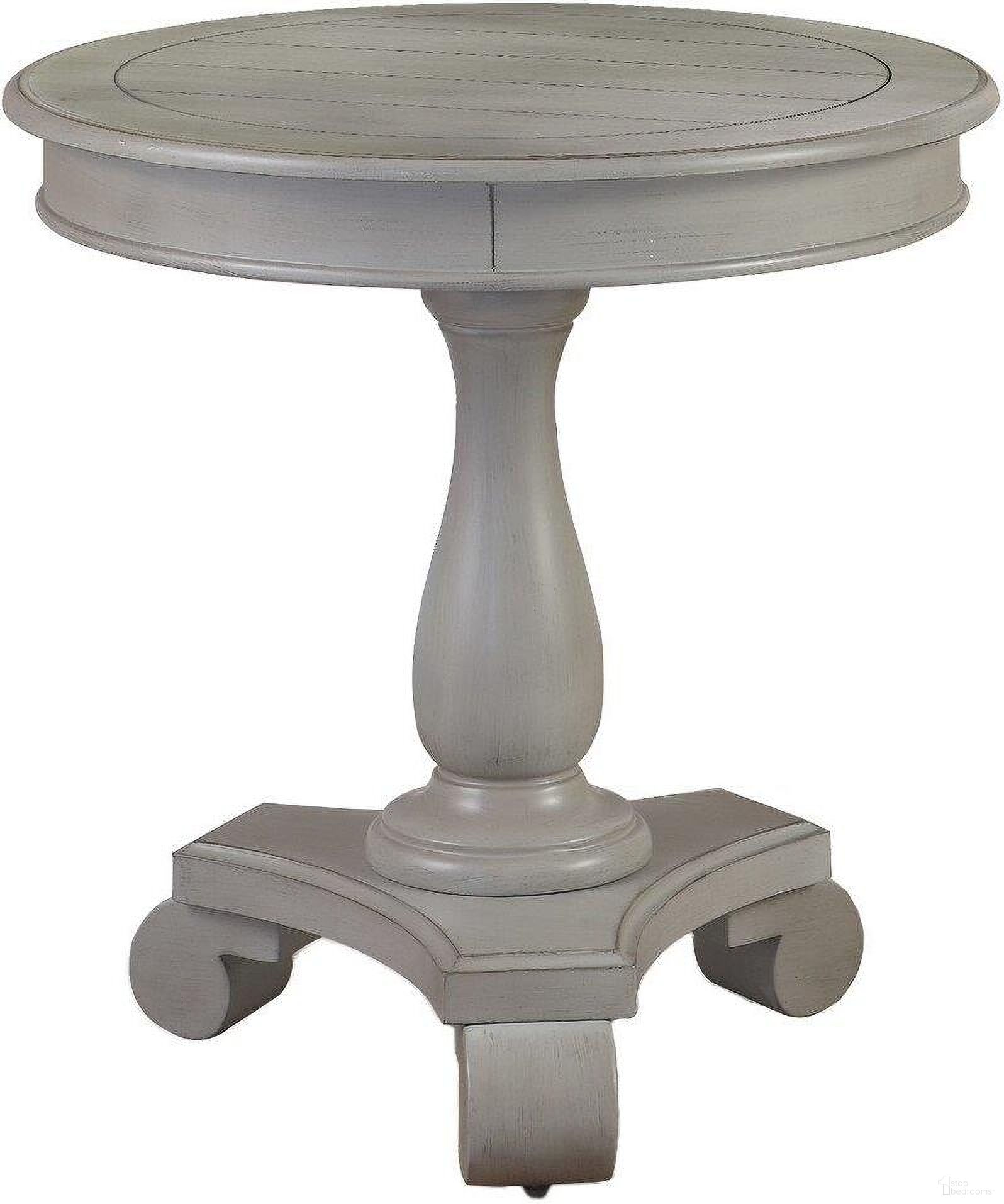 Engineered Wood Round End Table In Antique Gray