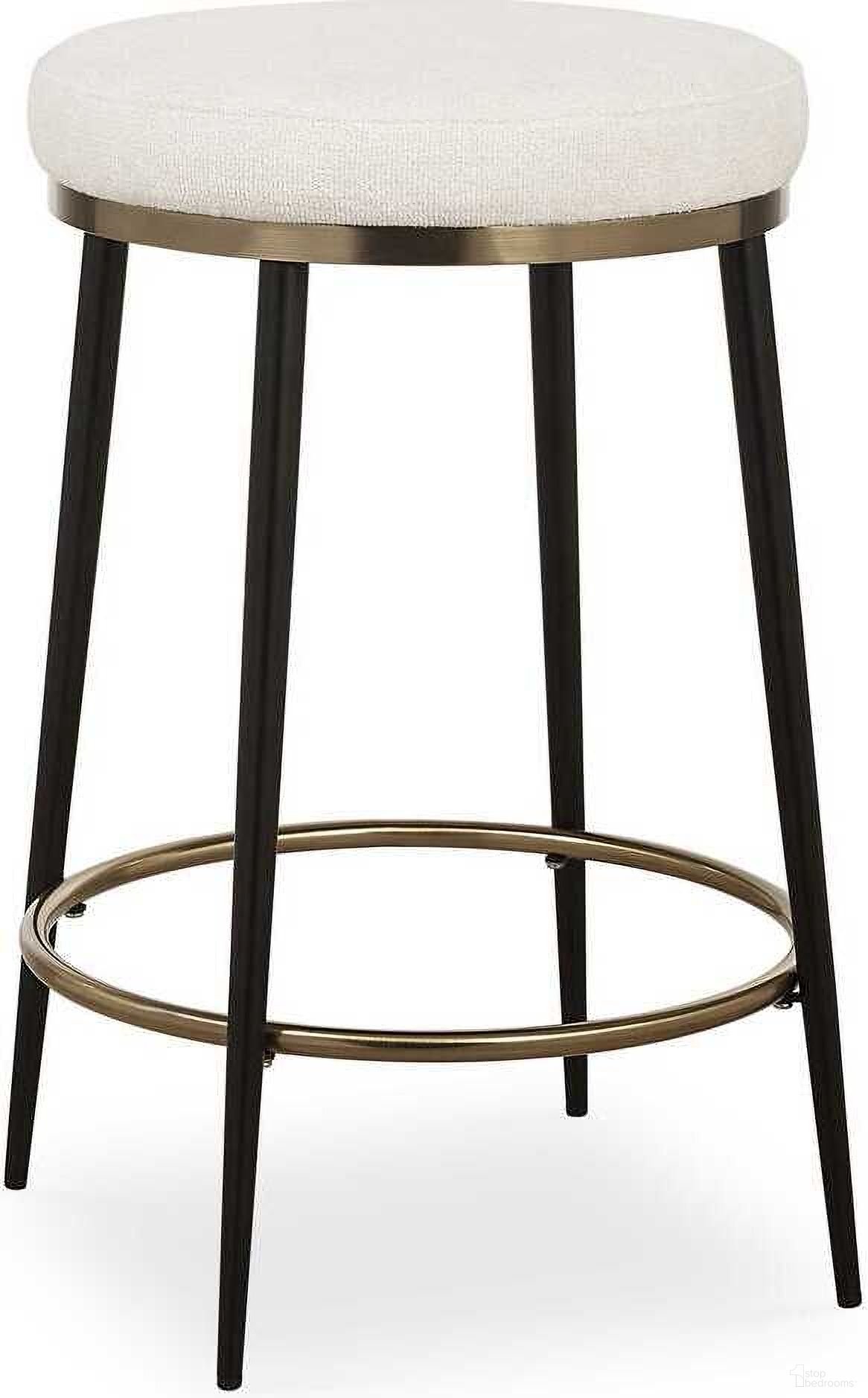 The appearance of Ensemble Counter Stool In Black designed by Uttermost in the modern / contemporary interior design. This black piece of furniture was selected by 1StopBedrooms from Ensemble Collection to add a touch of cosiness and style into your home. Sku: 23897. Material: Fabric.