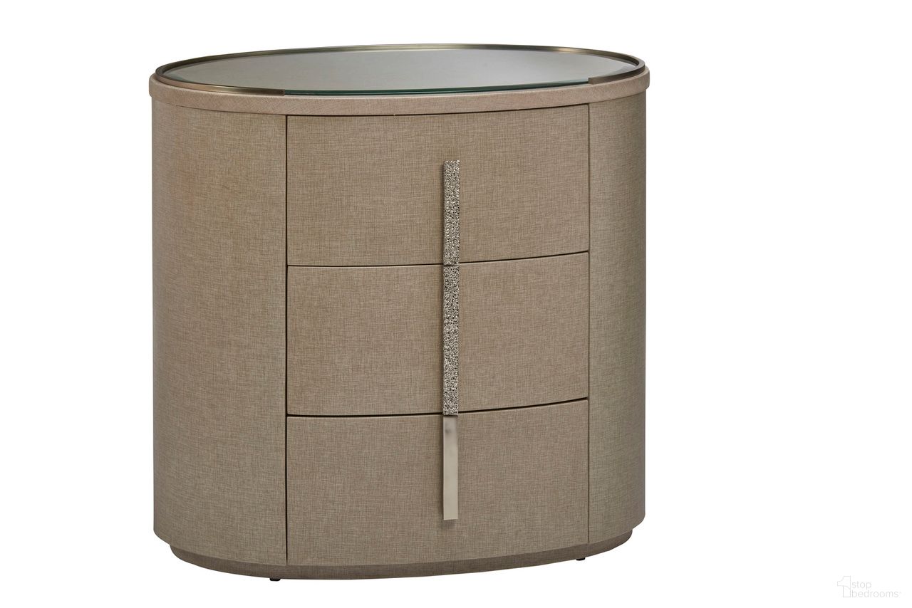 The appearance of Ensemble Nightstand In Linen and Nickel designed by Maitland-Smith in the modern / contemporary interior design. This linen/nickel piece of furniture was selected by 1StopBedrooms from Maitland Smith Collection to add a touch of cosiness and style into your home. Sku: 88-0113. Material: Mahogany.