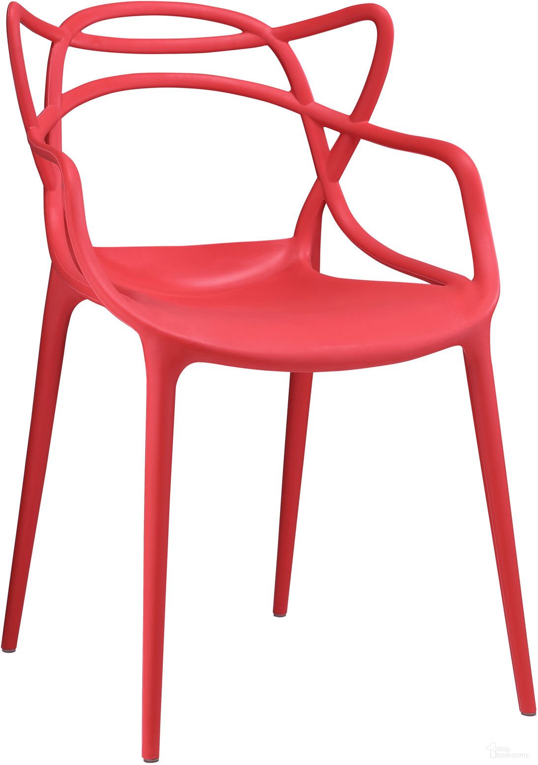 The appearance of Entangled Red Dining Arm Chair designed by Modway in the modern / contemporary interior design. This red piece of furniture was selected by 1StopBedrooms from Entangled Collection to add a touch of cosiness and style into your home. Sku: EEI-1458-RED. Material: Plastic. Chair Type: Arm Chair.
