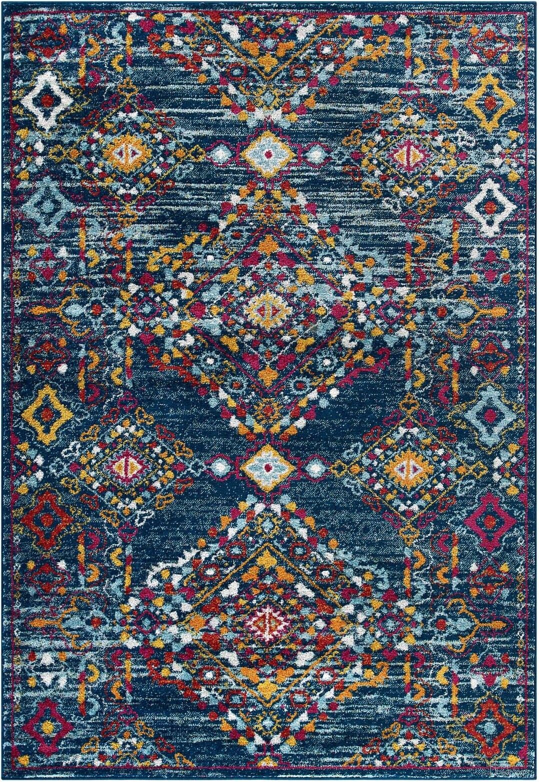 Entourage Yellow and Orange Khalida Distressed Vintage Floral Lattice 5x8 Area Rug R-1169B-58