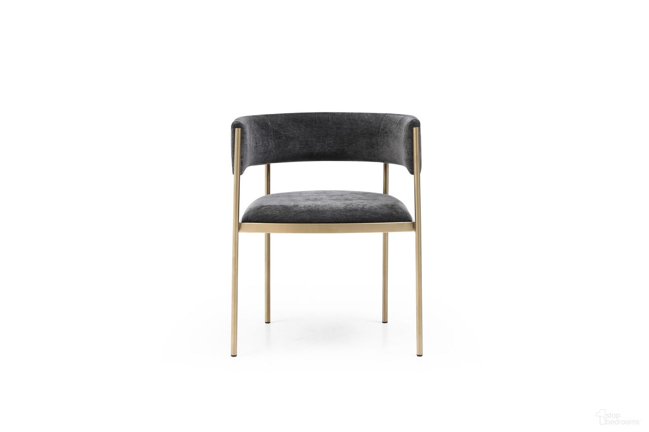 The appearance of Envie Fabric Dining Armchair Set of 2 In Charcoal designed by Whiteline Modern Living in the modern / contemporary interior design. This charcoal piece of furniture  was selected by 1StopBedrooms from Envie Collection to add a touch of cosiness and style into your home. Sku: DAC1821F-GLD/CHA. Material: Stainless Steel. Chair Type: Arm Chair.