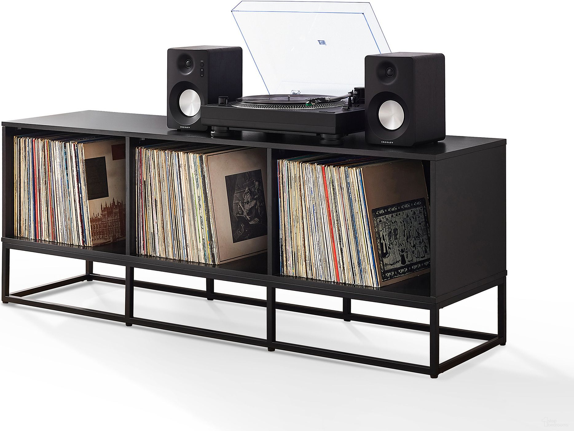 Enzo Large Record Storage Media Console In Black
