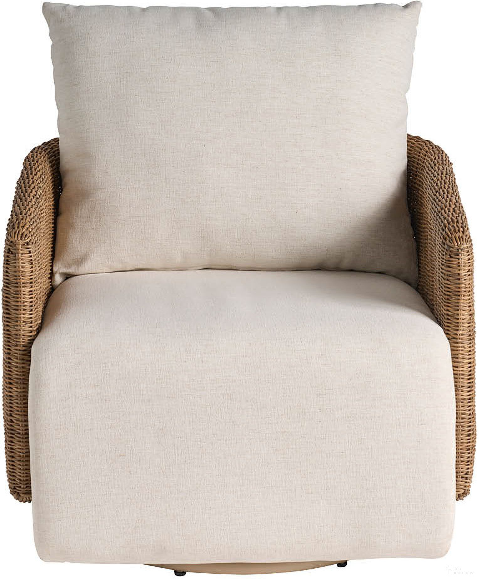 The appearance of Enzo Swivel Chair In Cream designed by Universal in the transitional interior design. This cream piece of furniture was selected by 1StopBedrooms from Enzo Collection to add a touch of cosiness and style into your home. Sku: U540503-1201-1. Material: Wicker.
