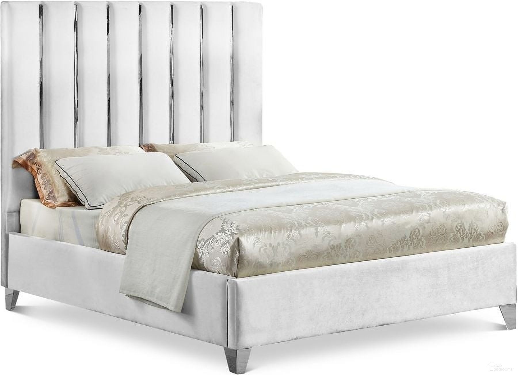 Enzo Velvet Full Bed In White