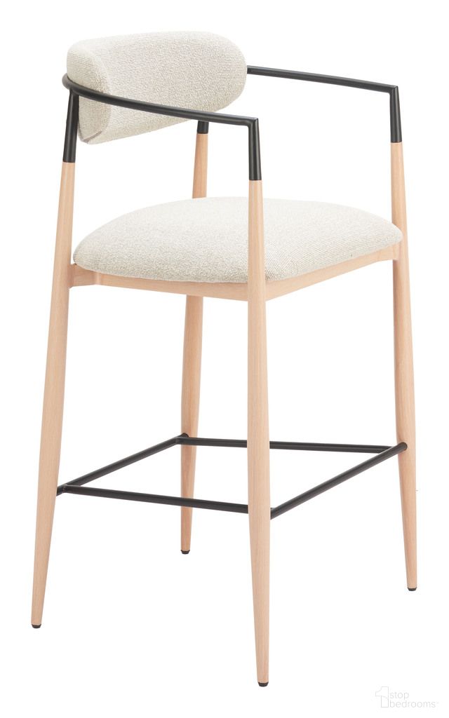 The appearance of Equinox Barstool In Light Gray and Natural designed by Zuo Modern in the modern / contemporary interior design. This light gray and natural piece of furniture  was selected by 1StopBedrooms from Equinox Collection to add a touch of cosiness and style into your home. Sku: 110855. Material: Polyester.