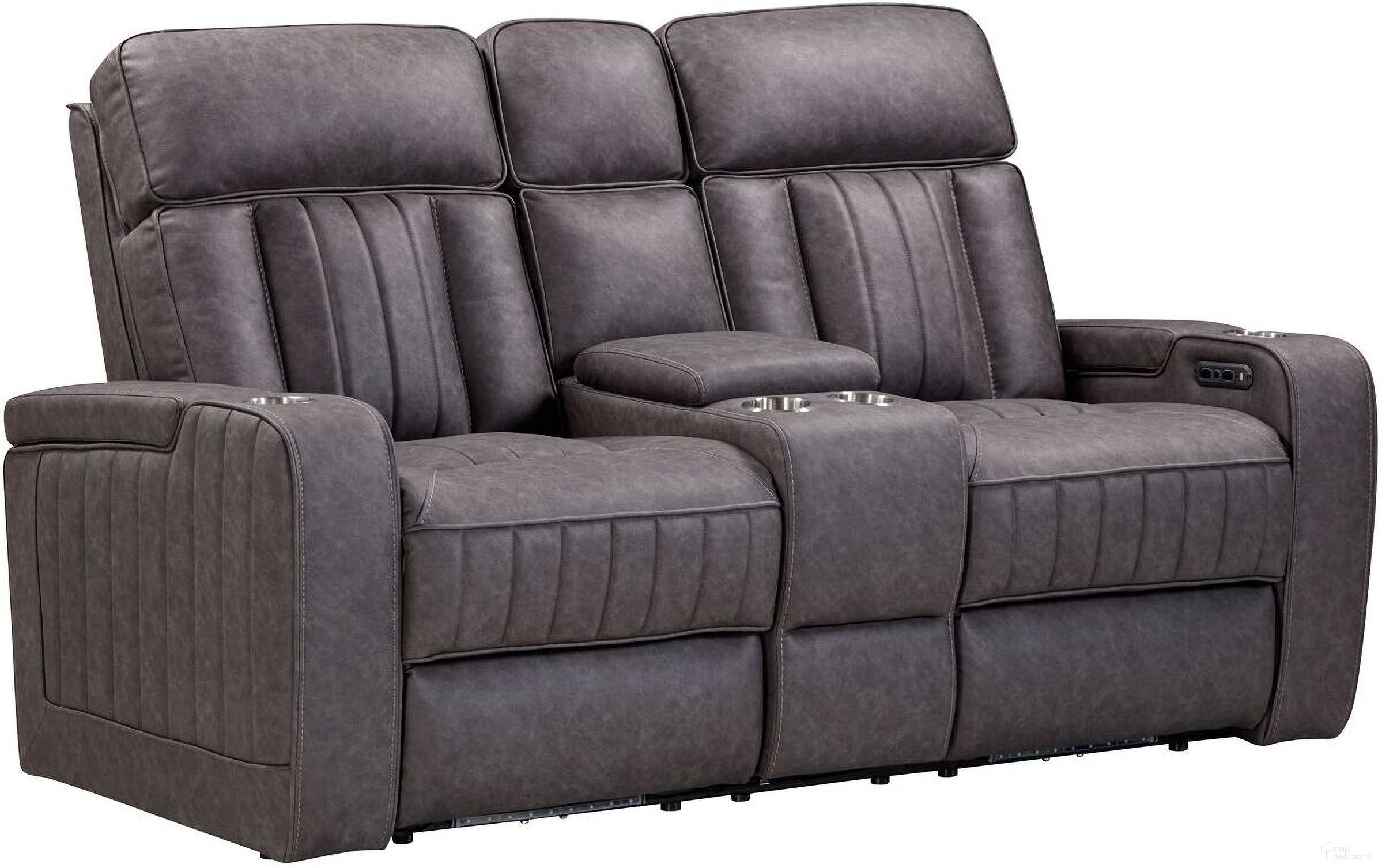 The appearance of Equinox Power Console Loveseat In Mercury designed by Parker House in the modern / contemporary interior design. This mercury piece of furniture was selected by 1StopBedrooms from Equinox Collection to add a touch of cosiness and style into your home. Sku: MEQ-822CP2-MERC. Material: Polyester.