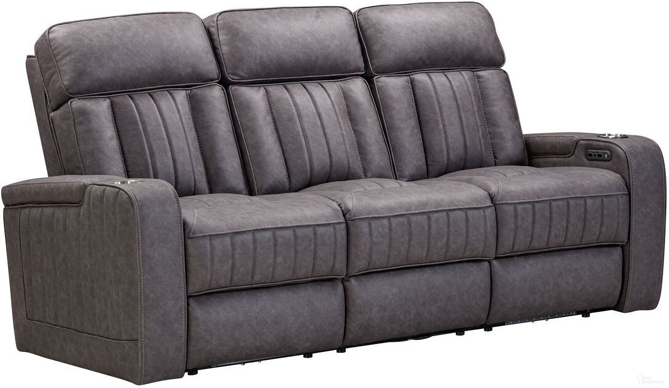 The appearance of Equinox Power Reclining Sofa with Drop Down Table In Mercury designed by Parker House in the modern / contemporary interior design. This mercury piece of furniture was selected by 1StopBedrooms from Equinox Collection to add a touch of cosiness and style into your home. Sku: MEQ-834P2-MERC. Material: Polyester.