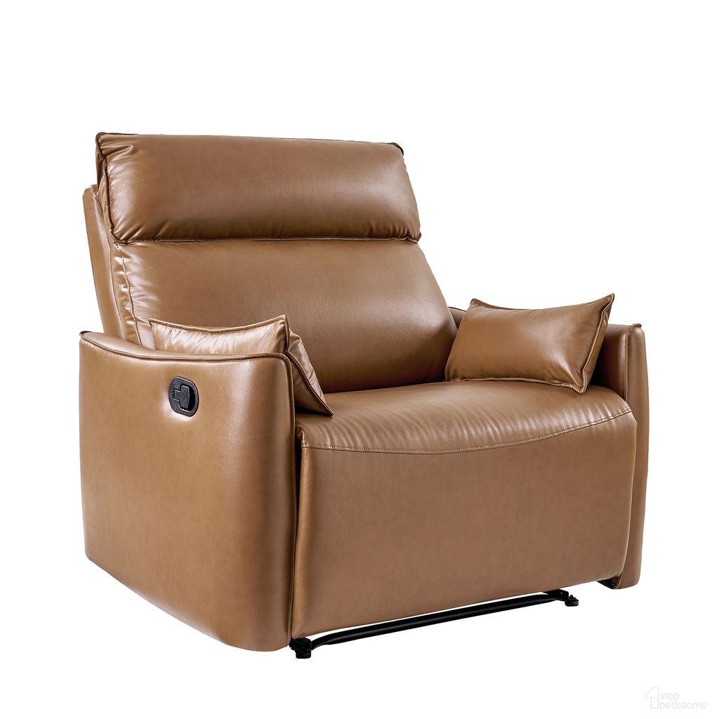 The appearance of Erauso Recliner In Camel designed by Karat Home in the interior design. This camel piece of furniture was selected by 1StopBedrooms from Erauso Collection to add a touch of cosiness and style into your home. Sku: RCMN1382-CML. Material: Faux Leather.