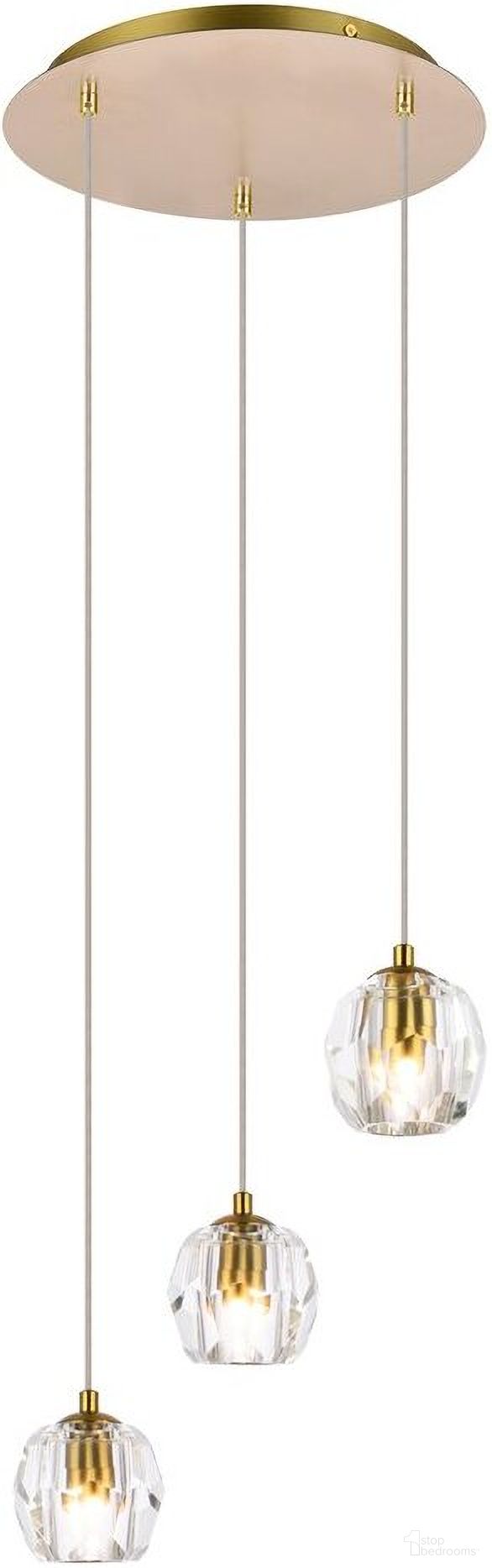 Eren 3 Lights Gold Pendant 3505D12G