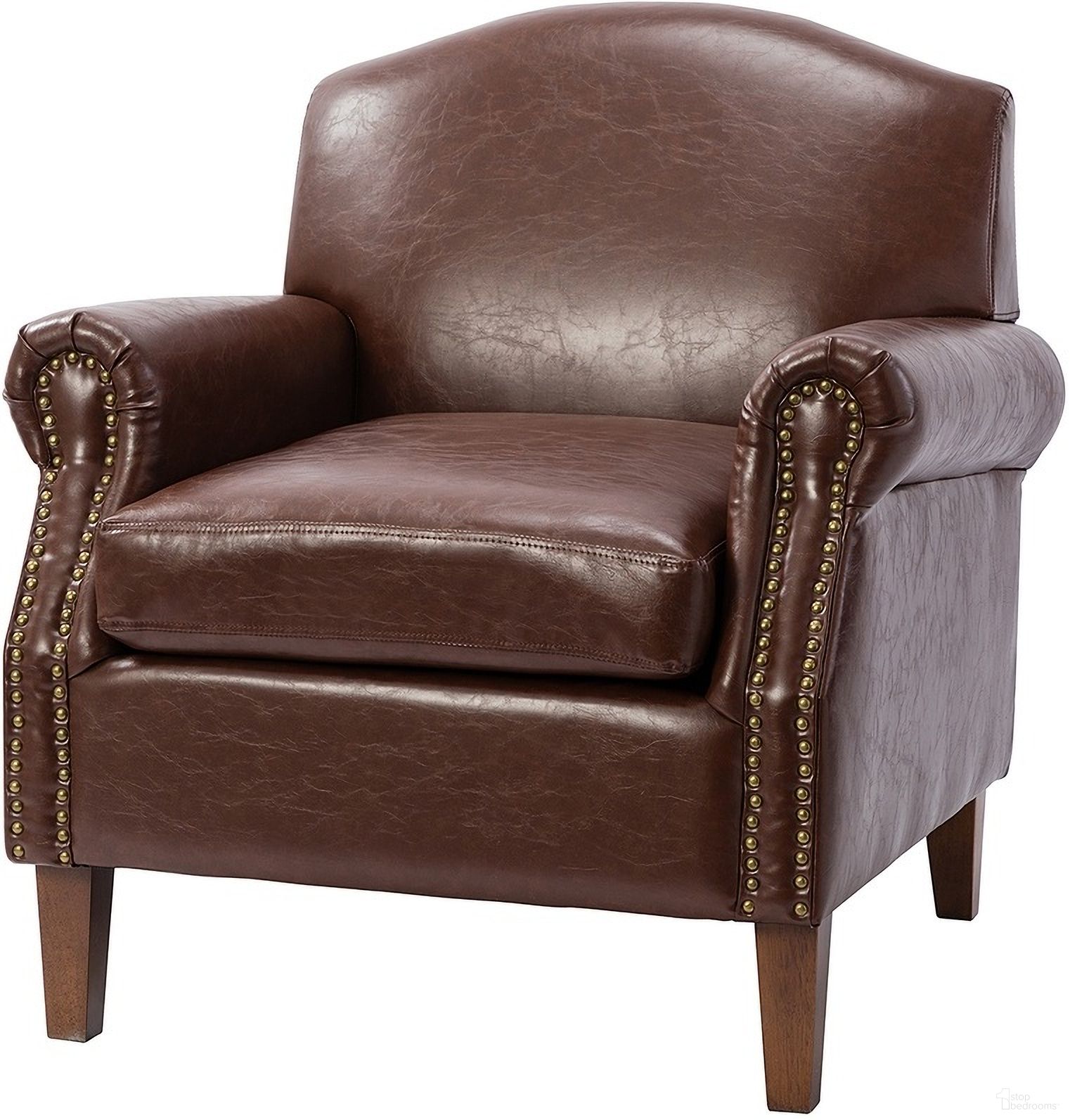 The appearance of Eric Armchair In Brown designed by Karat Home in the modern / contemporary interior design. This brown piece of furniture was selected by 1StopBedrooms from Eric Collection to add a touch of cosiness and style into your home. Sku: CHWH0413-BROWN. Material: Faux Leather.