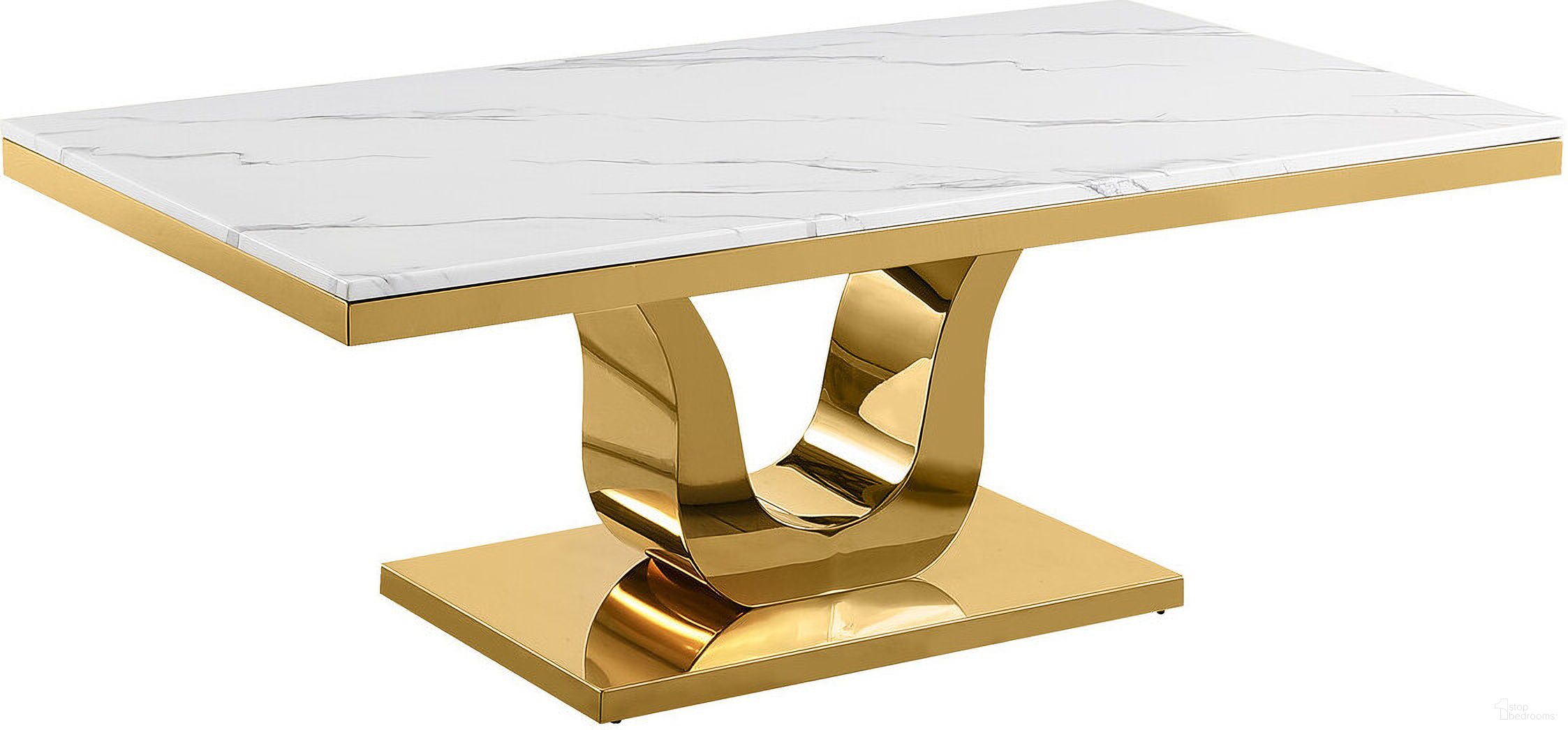 The appearance of Eric Coffee Table In White Marble and Gold Stainless Steel designed by Best Quality Furniture in the modern / contemporary interior design. This white and gold piece of furniture  was selected by 1StopBedrooms from Eric Collection to add a touch of cosiness and style into your home. Sku: CT320-T;CT320-B. Material: Marble.