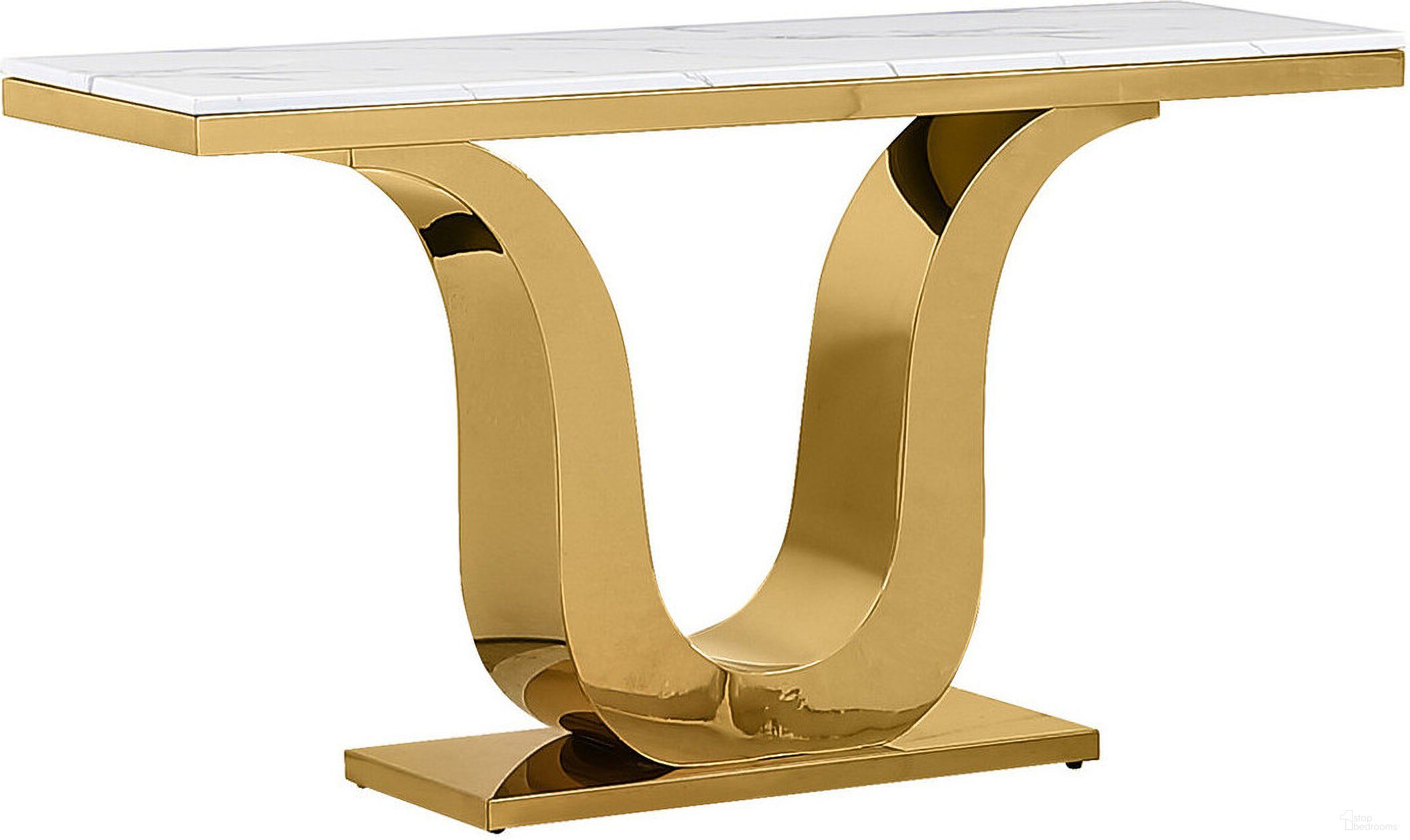 The appearance of Eric Console Table In White Marble and Gold Stainless Steel designed by Best Quality Furniture in the modern / contemporary interior design. This white and gold piece of furniture  was selected by 1StopBedrooms from Eric Collection to add a touch of cosiness and style into your home. Sku: CT322-T;CT322-B. Material: Marble.