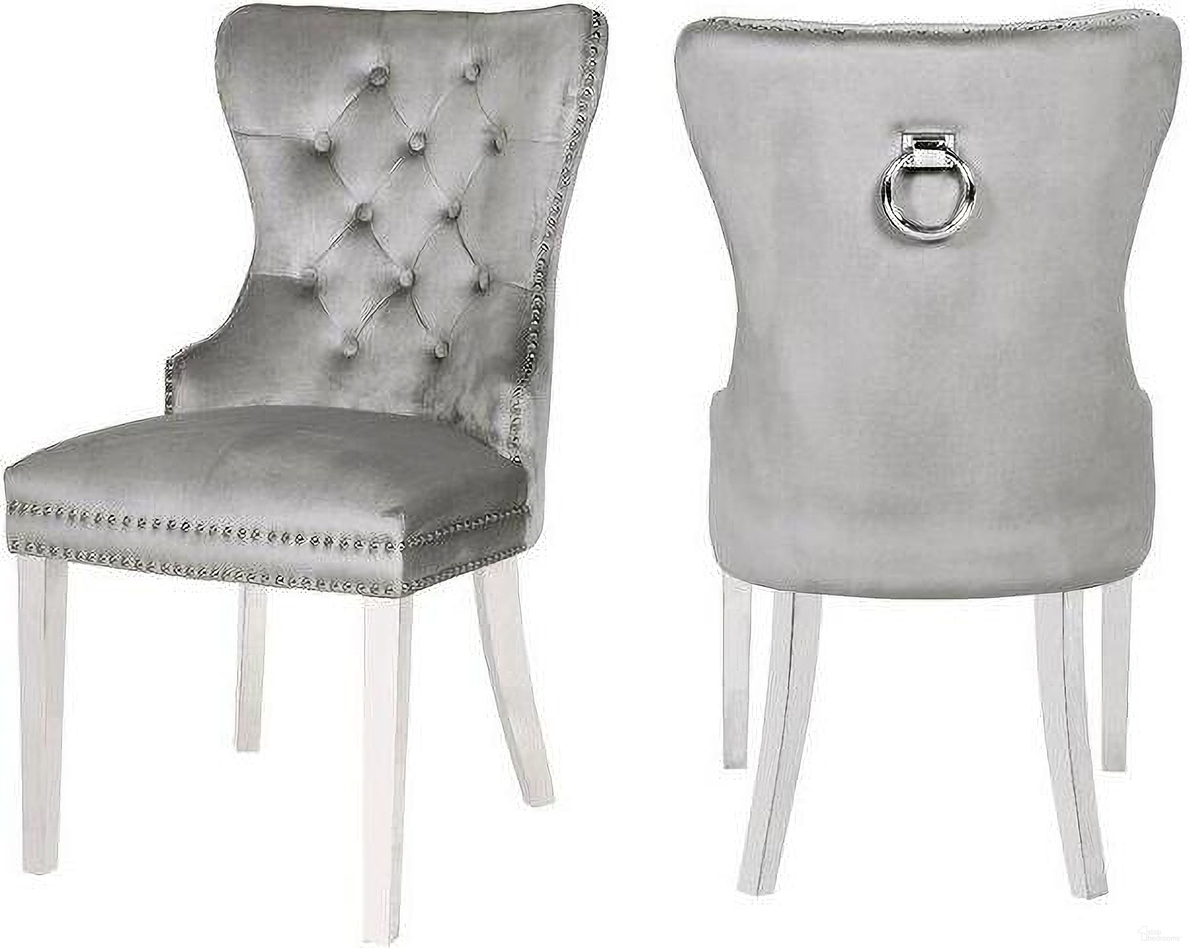 The appearance of Erica Dining Chair Set of 2 With Stainless Steel Legs In Light Gray designed by Galaxy Home Furnishings in the modern / contemporary interior design. This light gray piece of furniture was selected by 1StopBedrooms from Erica Collection to add a touch of cosiness and style into your home. Sku: 808857825940. Material: Wood. Chair Type: Side Chair.