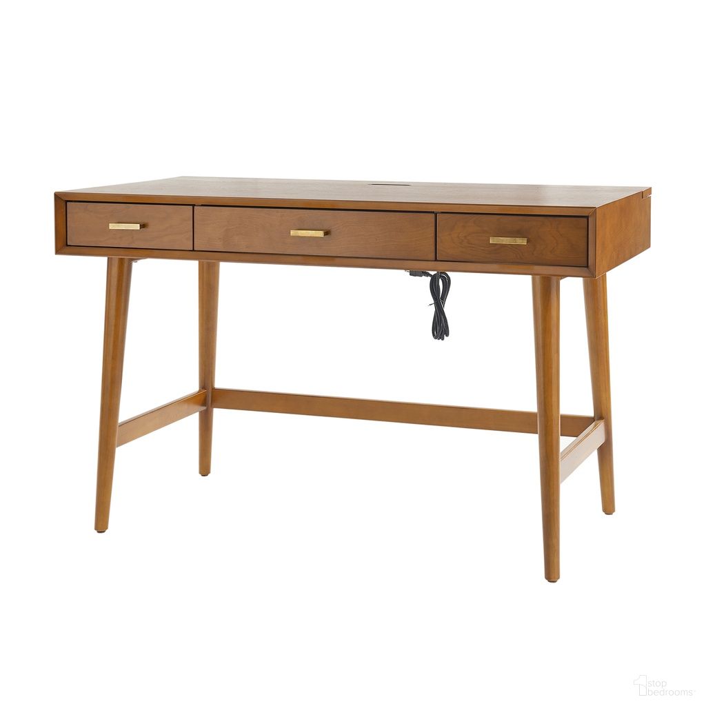 Erich Modern Computer Desk With Usb In Acorn