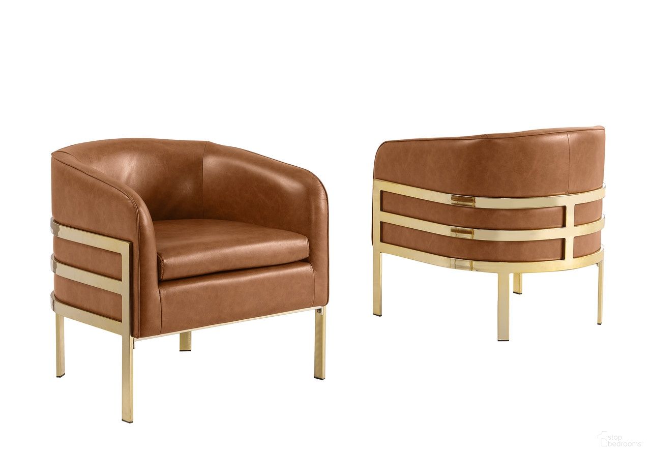 Erick Leathaire Barrel Accent Chair in Toffee