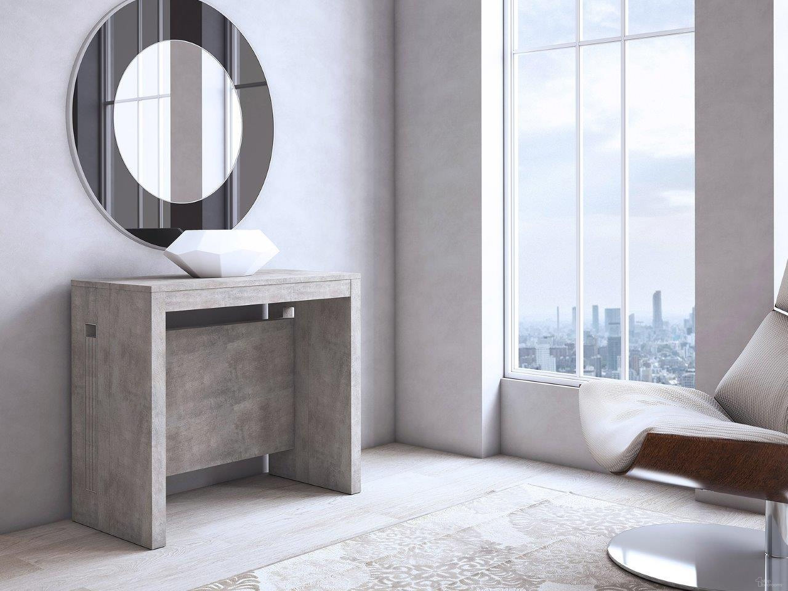 The appearance of Erika Extendable Console Table designed by Casabianca Home in the modern / contemporary interior design. This light gray piece of furniture was selected by 1StopBedrooms from Erika Collection to add a touch of cosiness and style into your home. Sku: TC-540B-GR. Material: MDF.