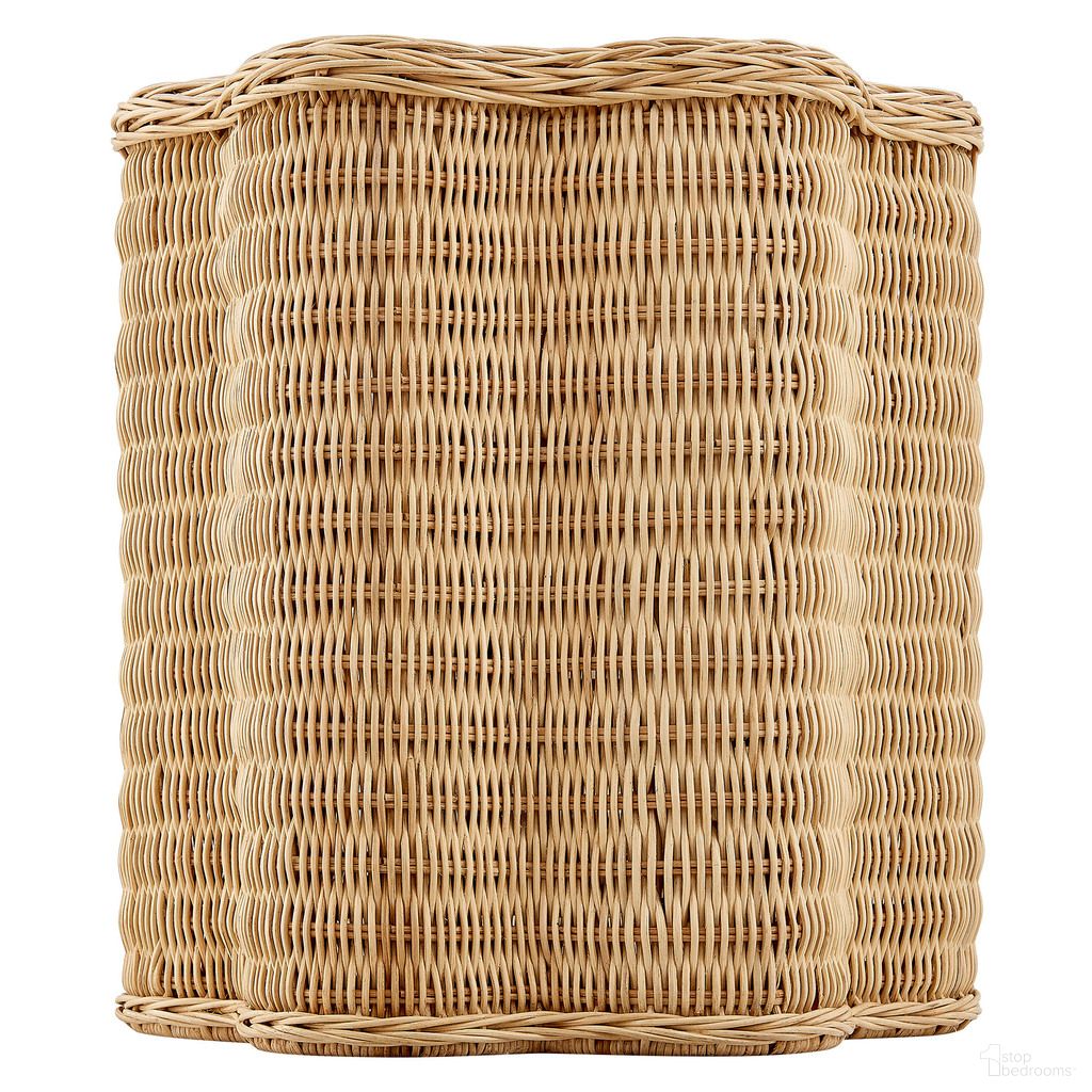 Erika Scalloped Natural Rattan Side Table In Natural
