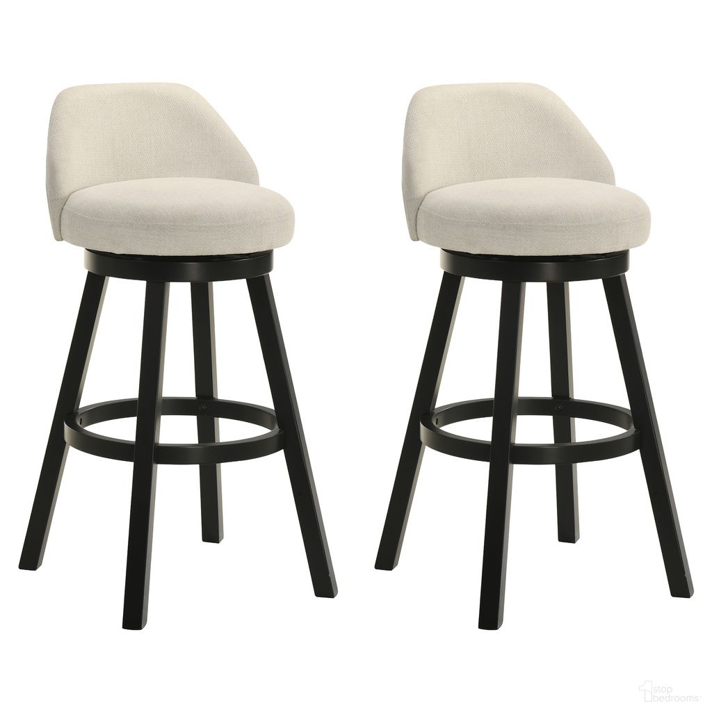 Erika Swivel Bar Height Bar Stool Set of 2 In Black and Cream