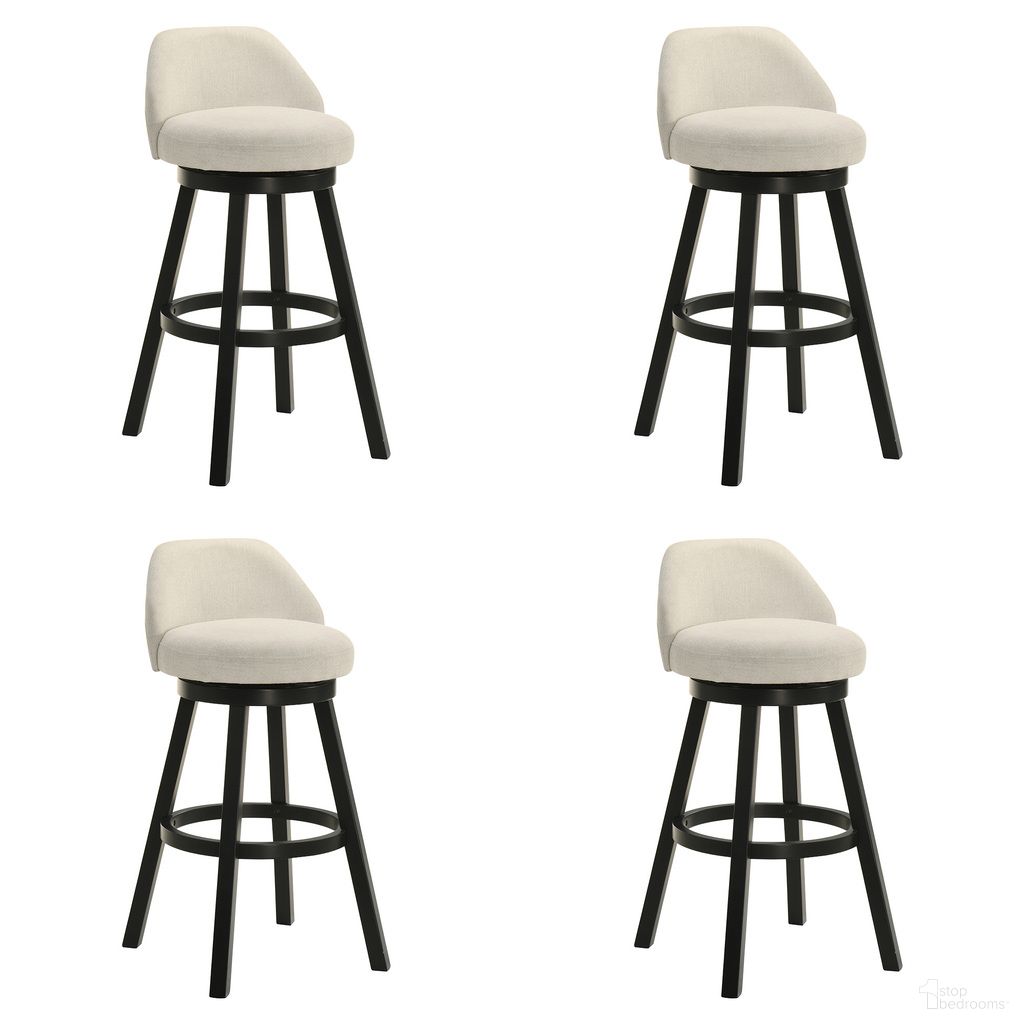 Erika Swivel Bar Height Bar Stool Set of 4 In Black and Cream