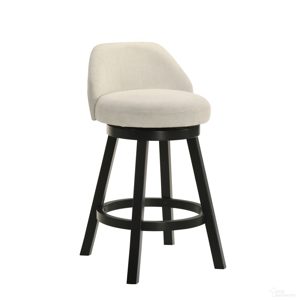 The appearance of Erika Swivel Counter Height Bar Stool In Black and Cream designed by Armen Living in the modern / contemporary interior design. This black and cream piece of furniture was selected by 1StopBedrooms from Erika Collection to add a touch of cosiness and style into your home. Sku: LCEKBADUBLK26. Material: Polyester.