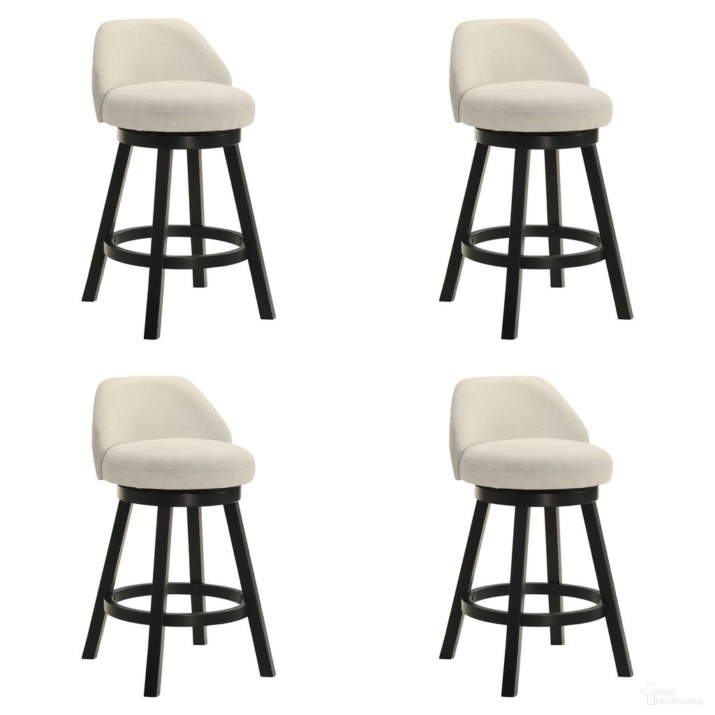 The appearance of Erika Swivel Counter Height Bar Stool Set of 4 In Black and Cream designed by Armen Living in the modern / contemporary interior design. This black and cream piece of furniture was selected by 1StopBedrooms from Erika Collection to add a touch of cosiness and style into your home. Sku: LCEKBADUBLK26;LCEKBADUBLK26;LCEKBADUBLK26;LCEKBADUBLK26. Material: Polyester.