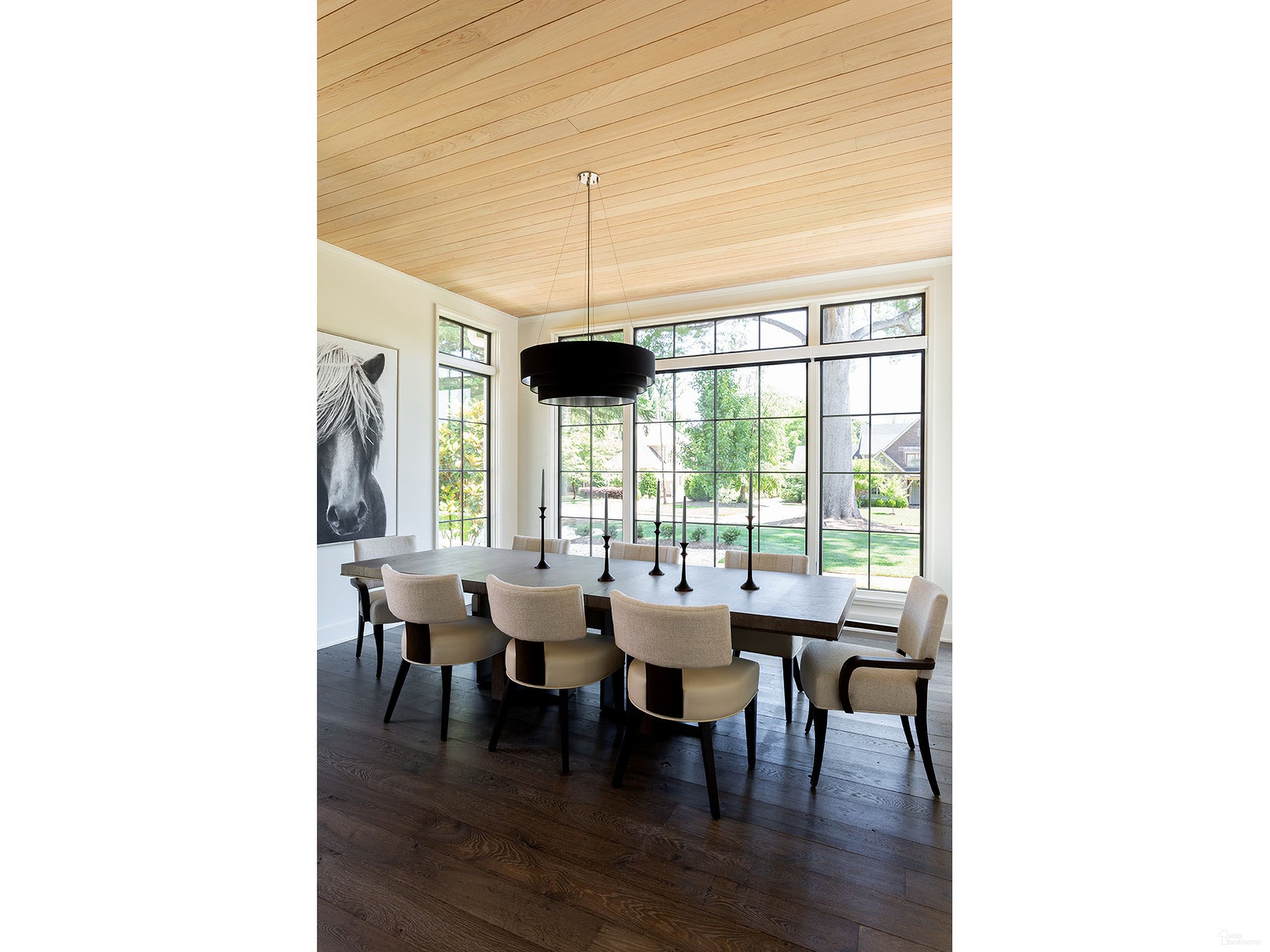 The appearance of Erinn V X Universal Del Monte Dining Room Set In Weathered Oak designed by Universal in the modern / contemporary interior design. This weathered oak piece of furniture  was selected by 1StopBedrooms from Erinn V X Universal Collection to add a touch of cosiness and style into your home. Sku: U225A755;U225D734P. Table Base Style: Double Pedestal. Material: Metal. Size: 42" x 112".