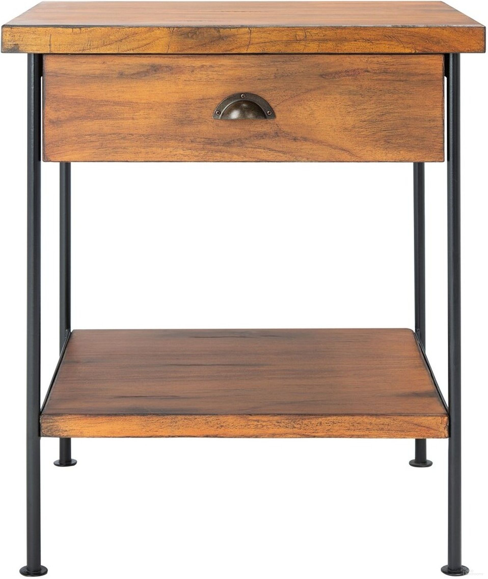The appearance of Eris 1 Drawer 1 Shelf Accent Table in Brown and Gold designed by Safavieh in the modern / contemporary interior design. This brown and gold piece of furniture  was selected by 1StopBedrooms from Eris Collection to add a touch of cosiness and style into your home. Sku: ACC6604A. Material: Wood.