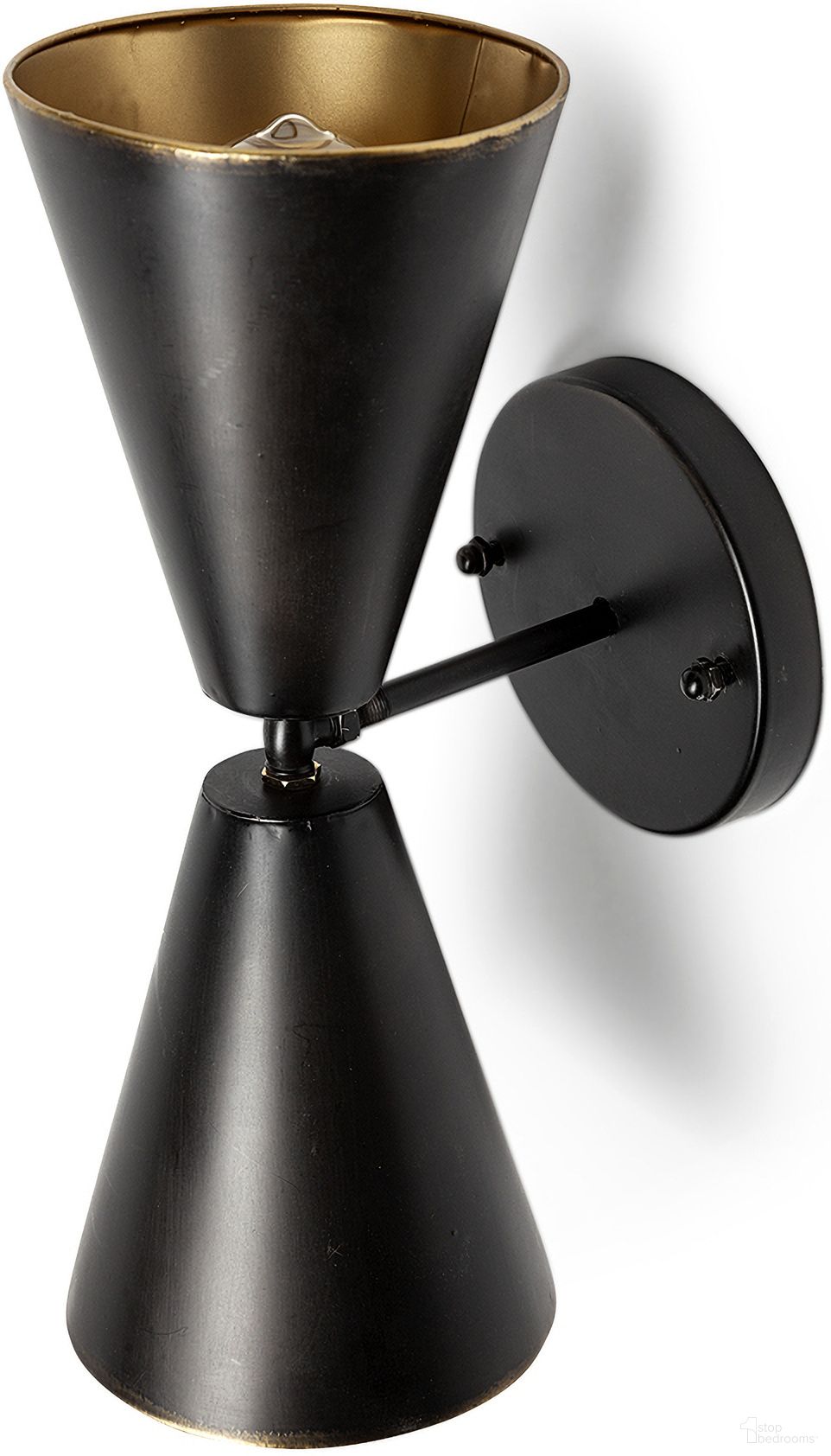 Eris II Metal with Gold Accent Double Cone Wall Sconce In Black