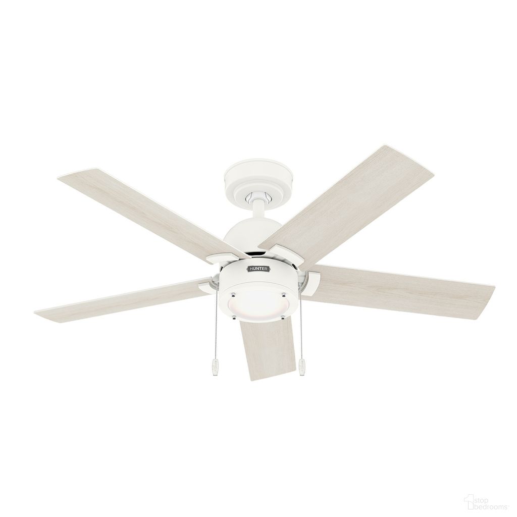 The appearance of Erling 44 Inch Ceiling Fan with LED Light Kit and Pull Chain In Matte White and Bleached Alder designed by Hunter Fan in the transitional interior design. This matte white/bleached alder piece of furniture was selected by 1StopBedrooms from Erling Collection to add a touch of cosiness and style into your home. Sku: 51708. Material: MDF.