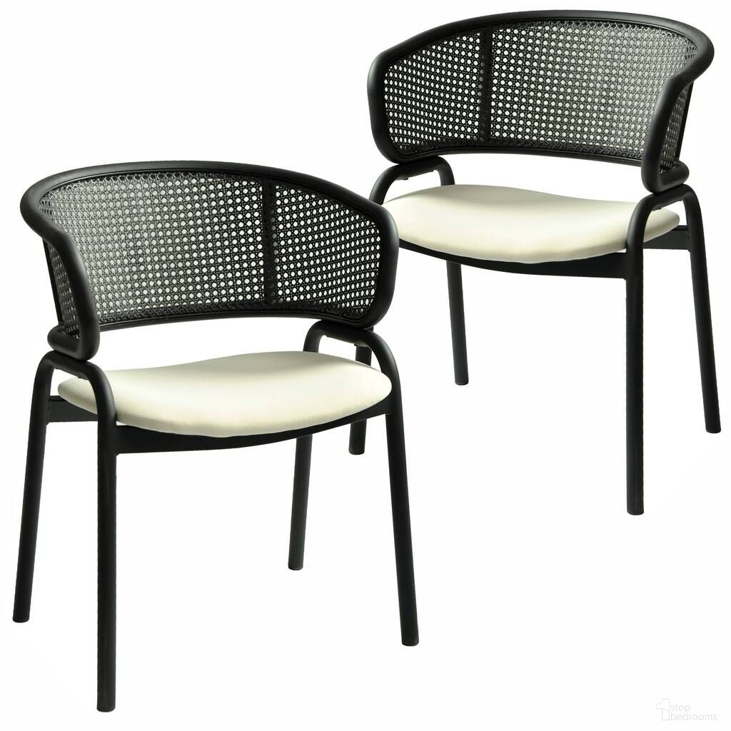 The appearance of Ervilla Dining Armchair In Black Steel Frame with Black Wicker Back and Beige Seat Set of 2 designed by LeisureMod in the modern / contemporary interior design. This beige piece of furniture was selected by 1StopBedrooms from Ervilla Collection to add a touch of cosiness and style into your home. Sku: ECBL-20BL-BG2. Material: Iron. Chair Type: Arm Chair.