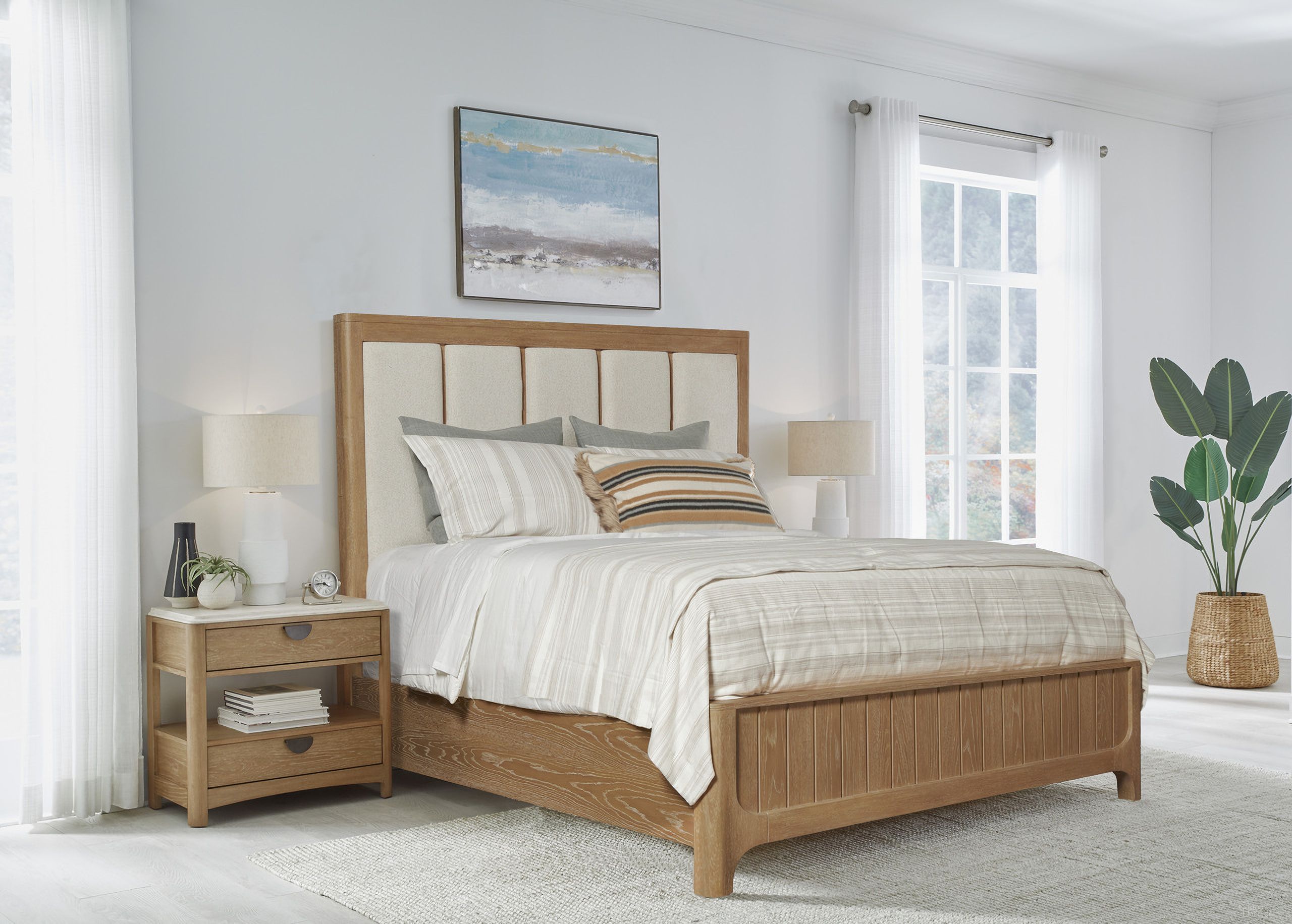 The appearance of Escape Panel Bedroom Set In Light Brown designed by Parker House in the transitional interior design. This light brown piece of furniture was selected by 1StopBedrooms from Escape Collection to add a touch of cosiness and style into your home. Sku: BESC#125066R;BESC#1250FB;BESC#1250HB;BESC#51302. Bed Type: Panel Bed. Bed Size: King. Material: Rubberwood.